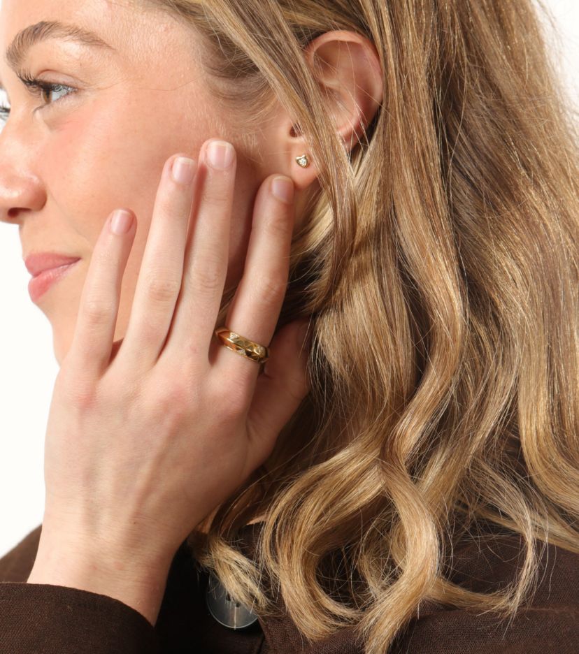 Lab Created Gemminded Lab-Grown Diamond Accent Ring in 18k Gold Over Silver
