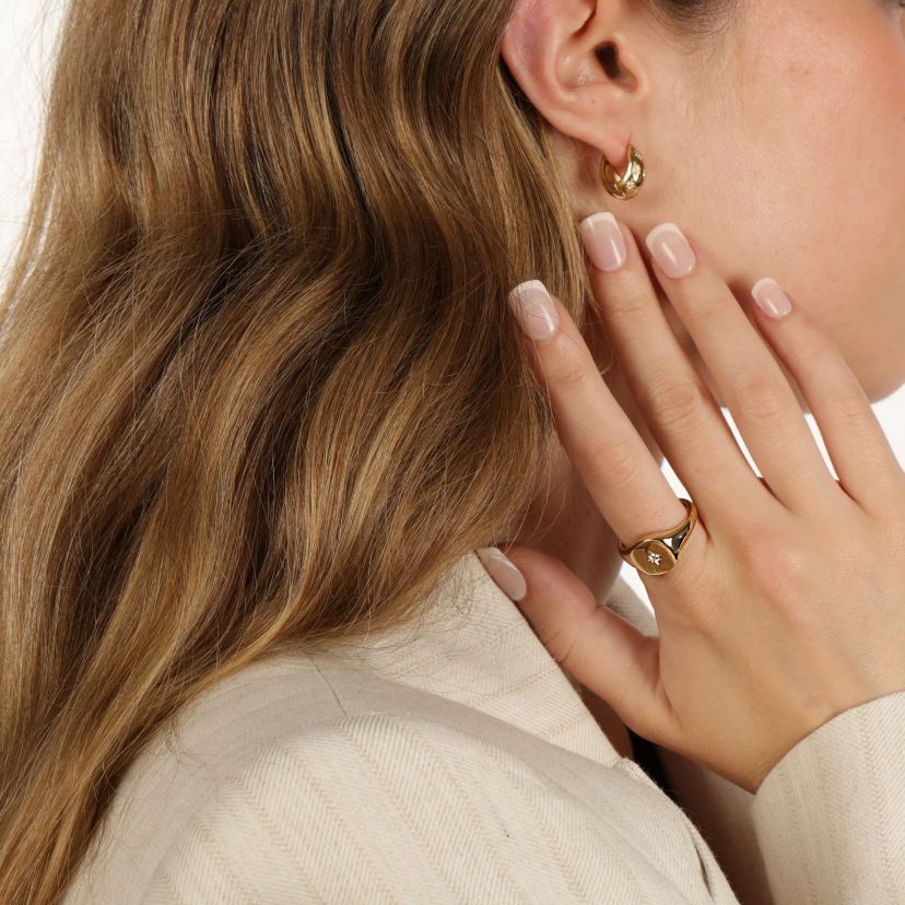 Lab Created Gemminded Lab-Grown Diamond Accent Ring in 18k Gold Over Silver