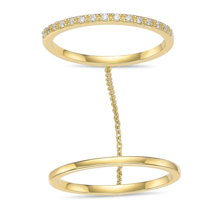 Lab Created Gemminded 1/10 ct. t.w. Lab-Grown Diamond Ring in 18k Gold Over Silver