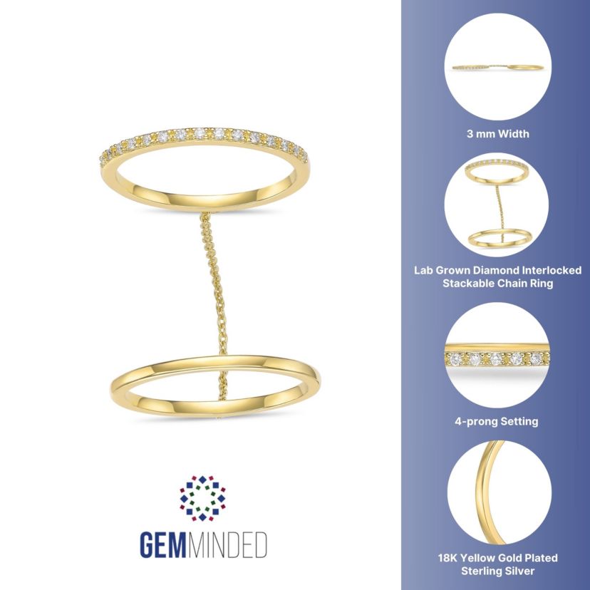 Lab Created Gemminded 1/10 ct. t.w. Lab-Grown Diamond Ring in 18k Gold Over Silver