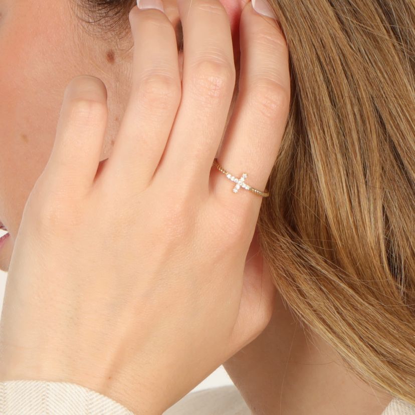 Lab Created Gemminded Lab-Grown Diamond Accent Ring in 18k Gold Over Silver