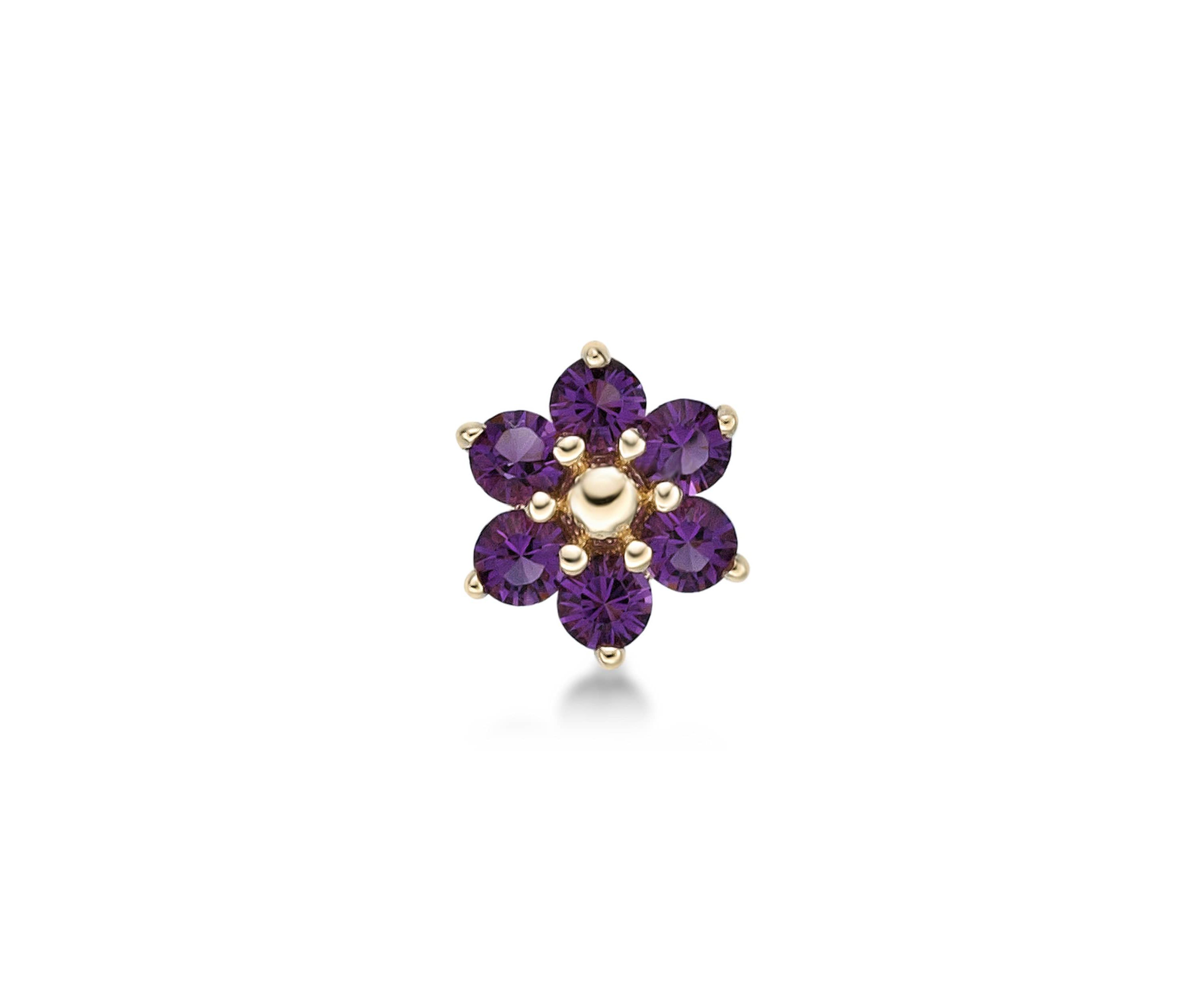 Lila Moon Crystal Accent Flower Nose Ring in 14K Gold