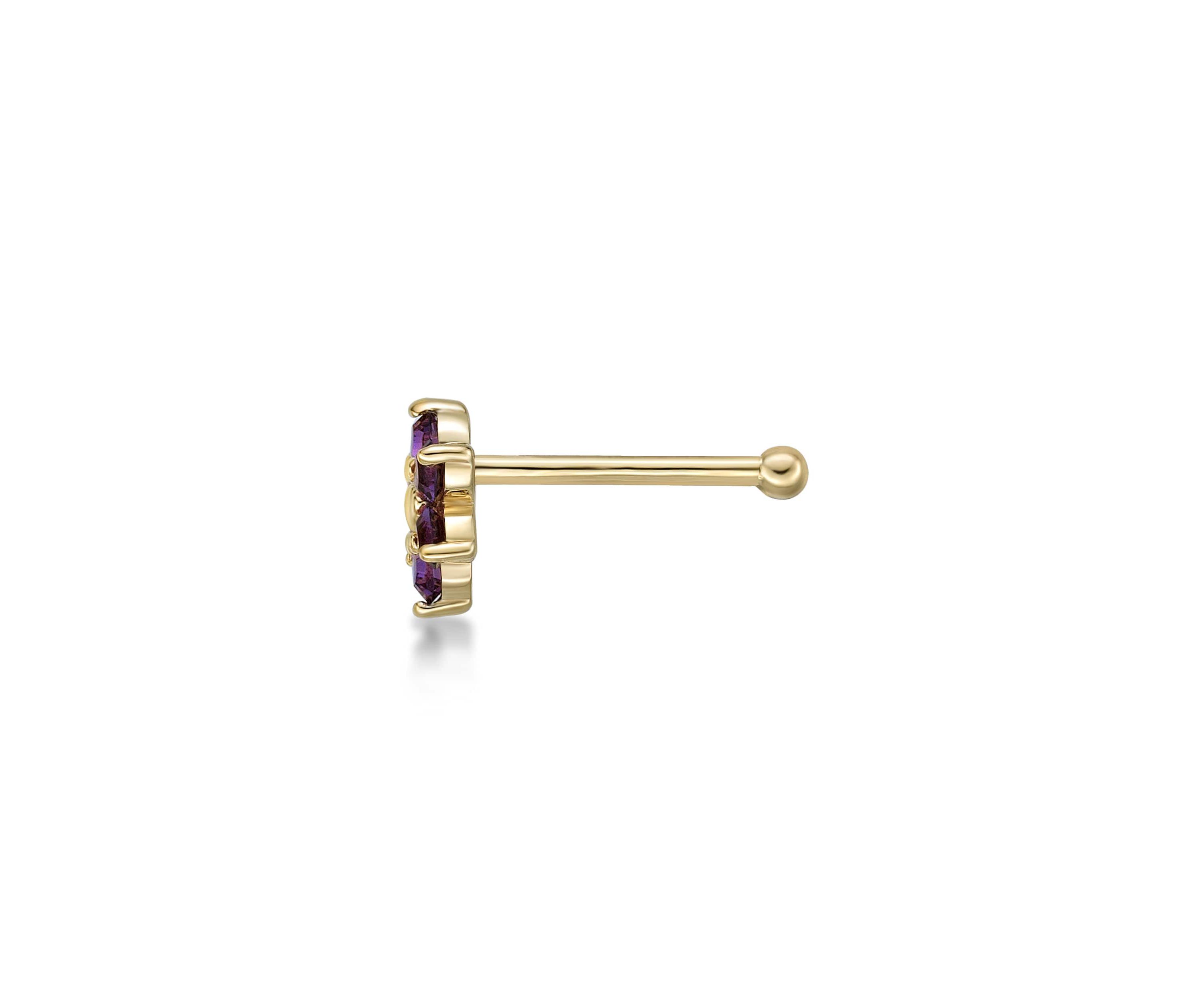Lila Moon Crystal Accent Flower Nose Ring in 14K Gold