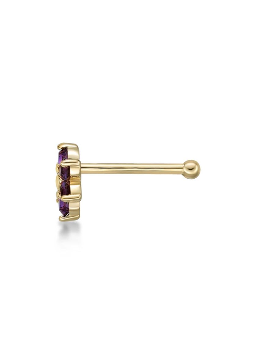 Lila Moon Crystal Accent Flower Nose Ring in 14K Gold