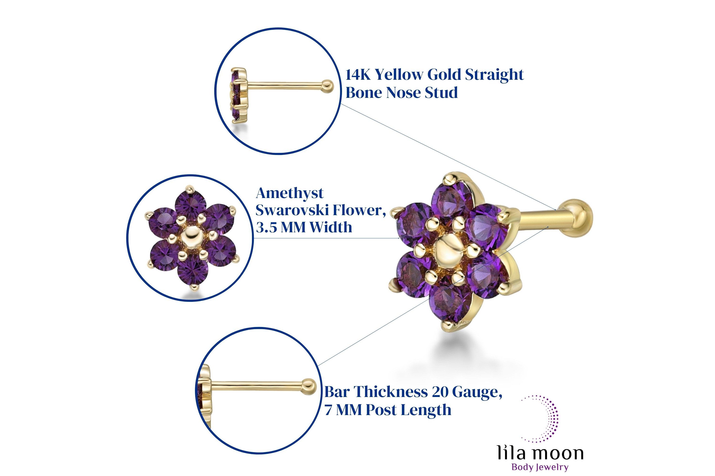 Lila Moon Crystal Accent Flower Nose Ring in 14K Gold