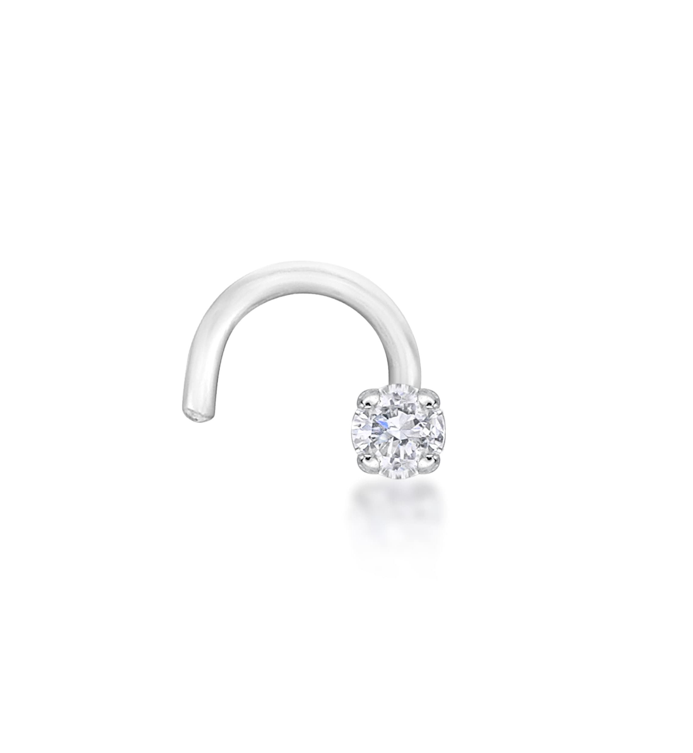 Lila Moon Diamond Accent Curved Nose Stud in 14K Gold