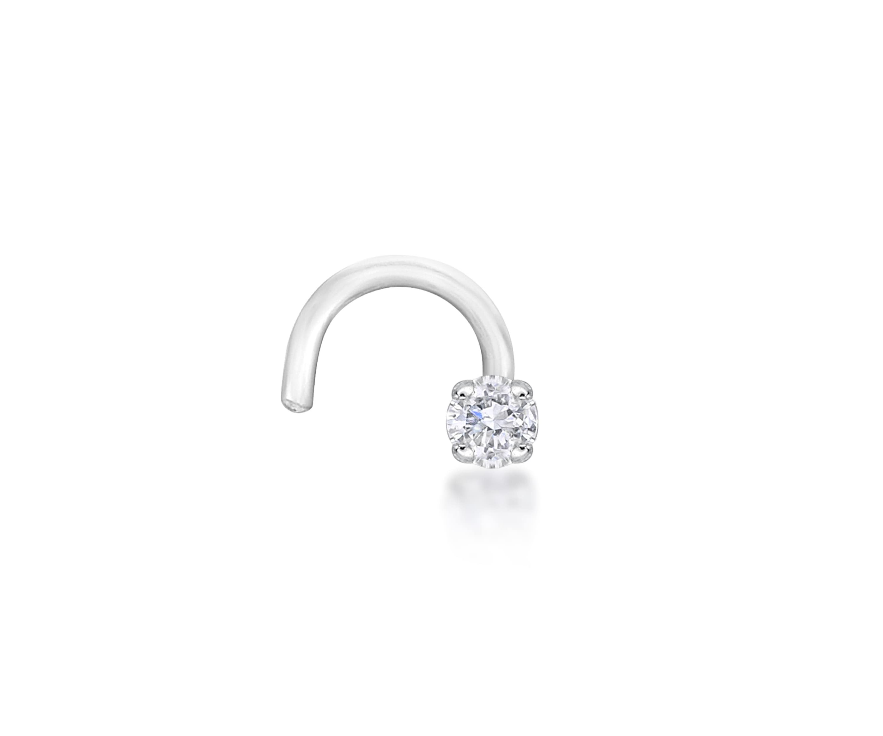 Lila Moon Diamond Accent Curved Nose Stud in 14K Gold