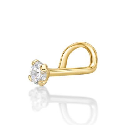 Lila Moon Diamond Accent Curved Nose Stud in 14K Gold Yellow