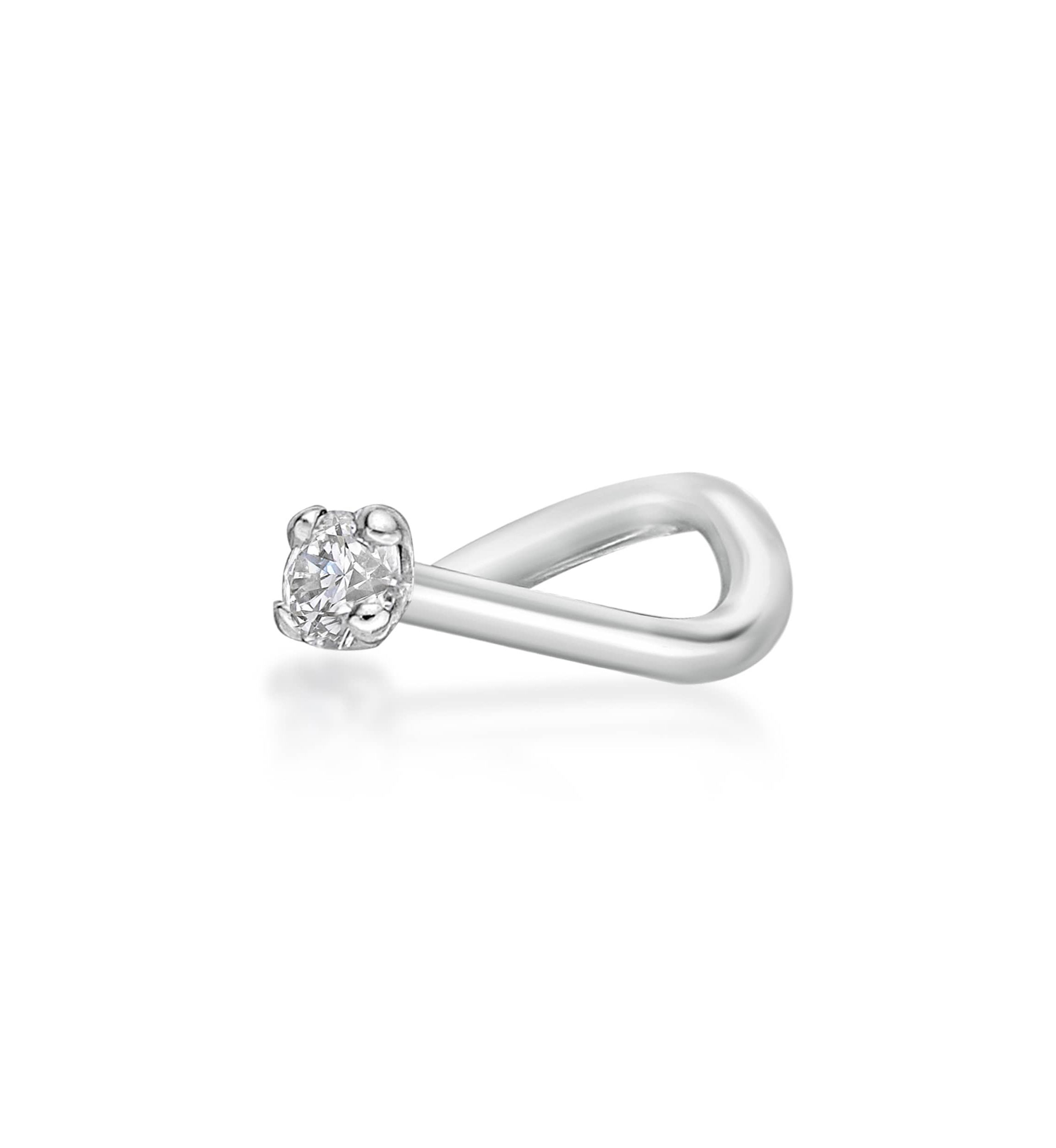 Lila Moon Diamond Accent Curved Nose Stud in 14K Gold