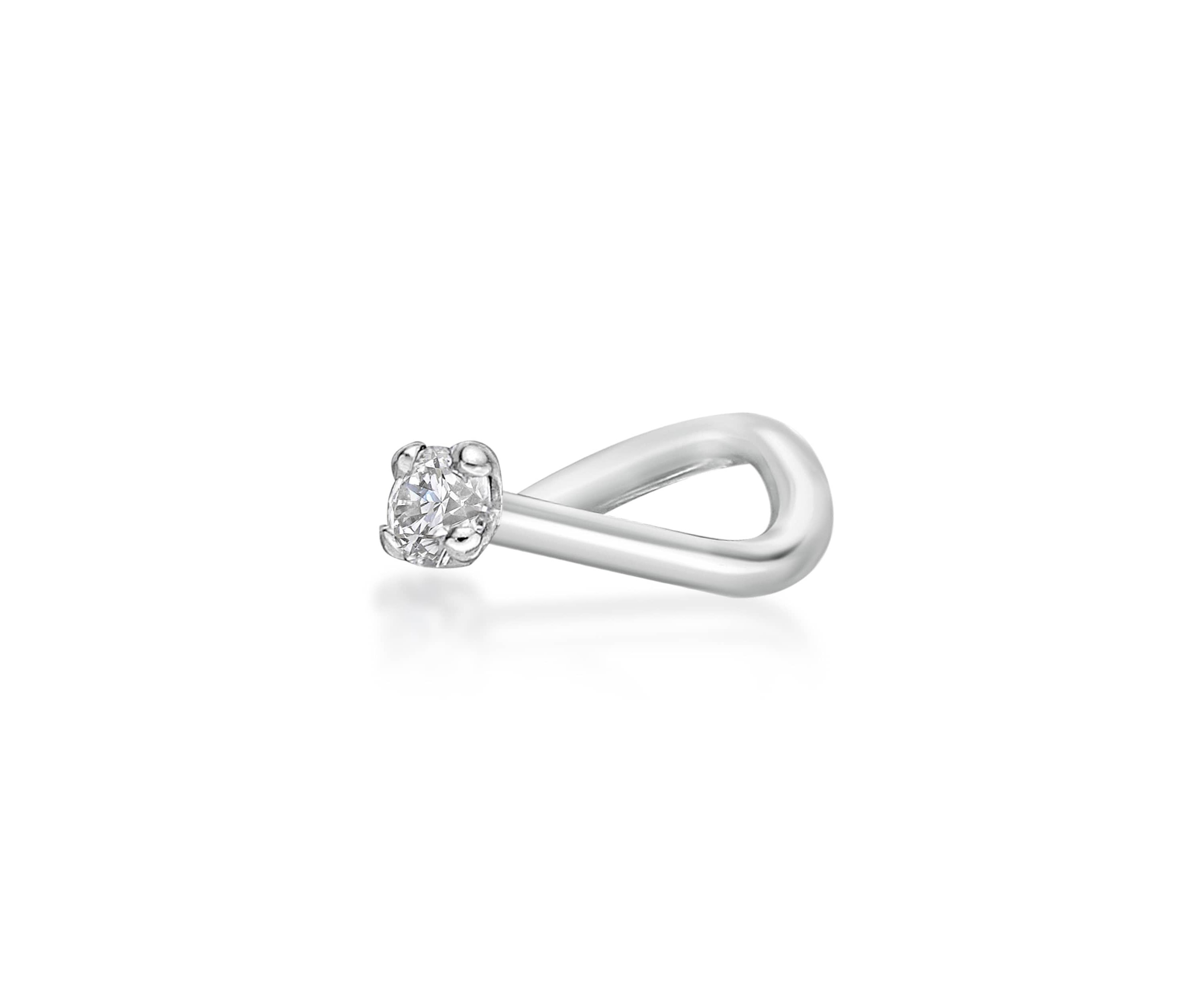 Lila Moon Diamond Accent Curved Nose Stud in 14K Gold
