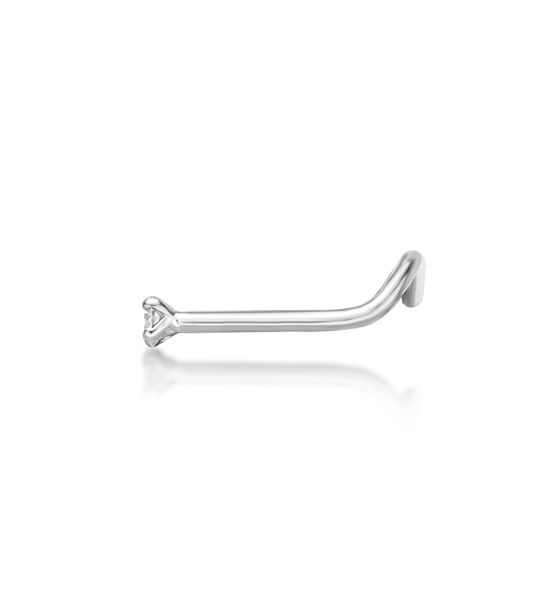 Lila Moon Diamond Accent Curved Nose Stud in 14K Gold