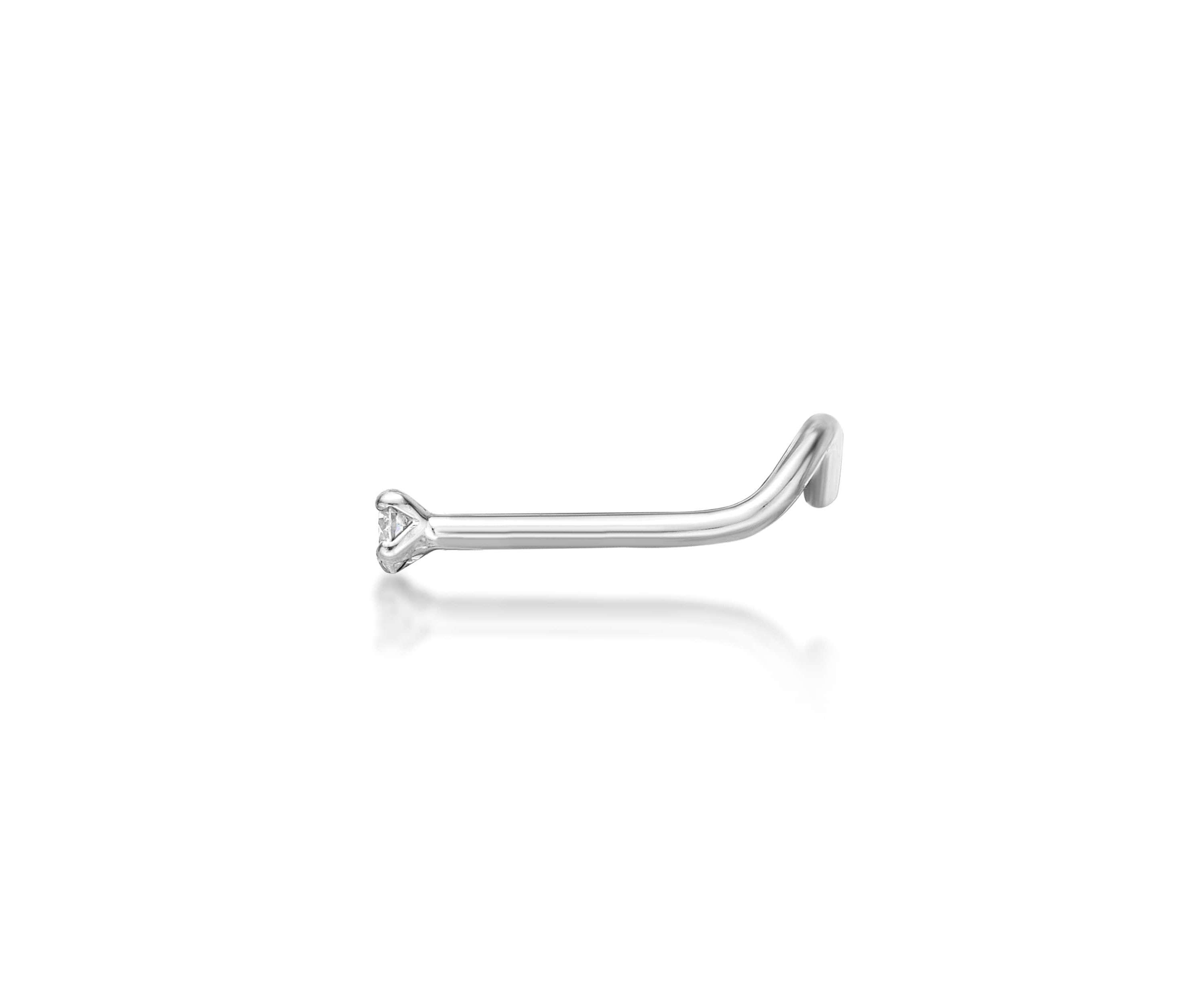 Lila Moon Diamond Accent Curved Nose Stud in 14K Gold