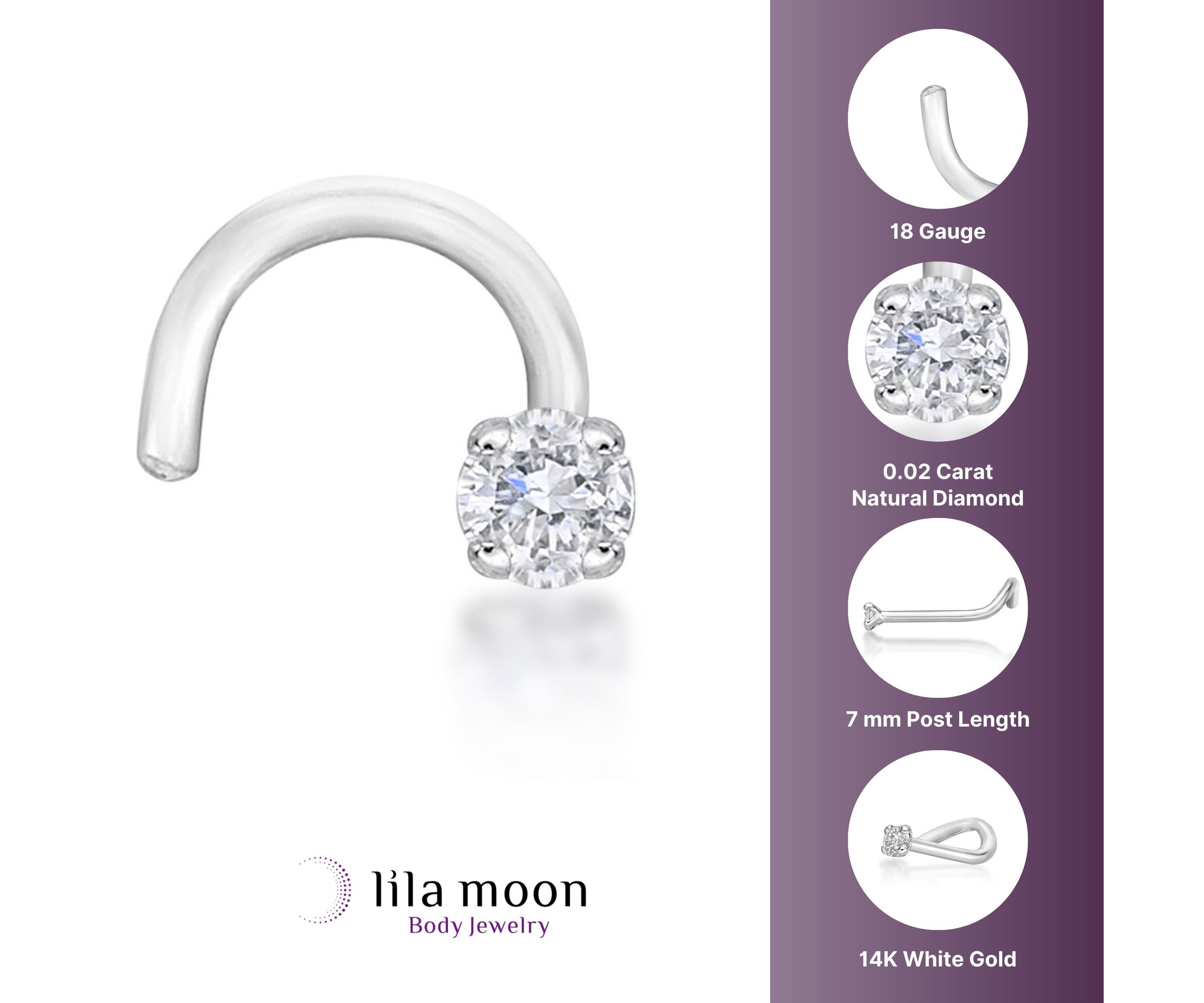Lila Moon Diamond Accent Curved Nose Stud in 14K Gold