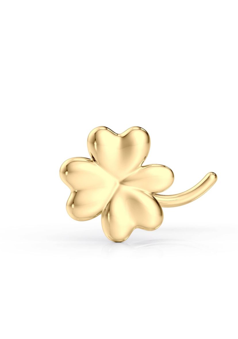 Lila Moon Curved Clover Nose Stud in 14K Gold