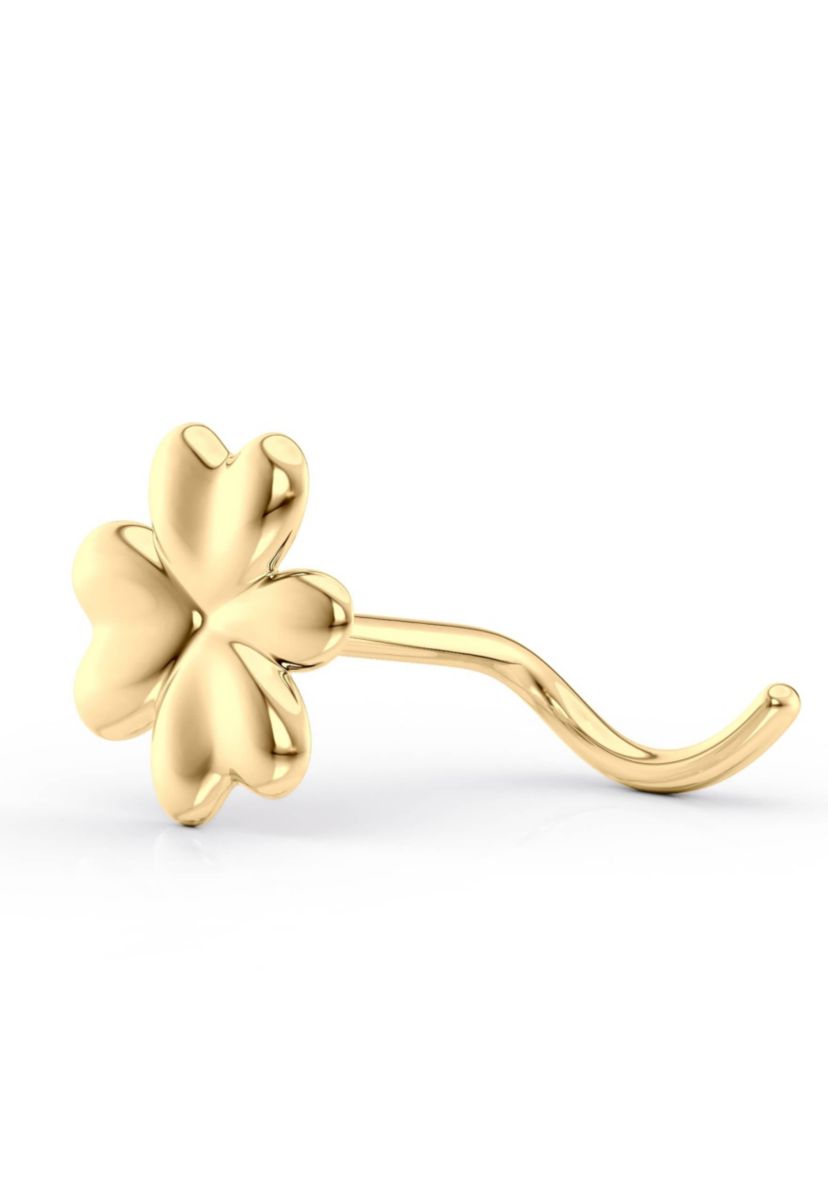 Lila Moon Curved Clover Nose Stud in 14K Gold
