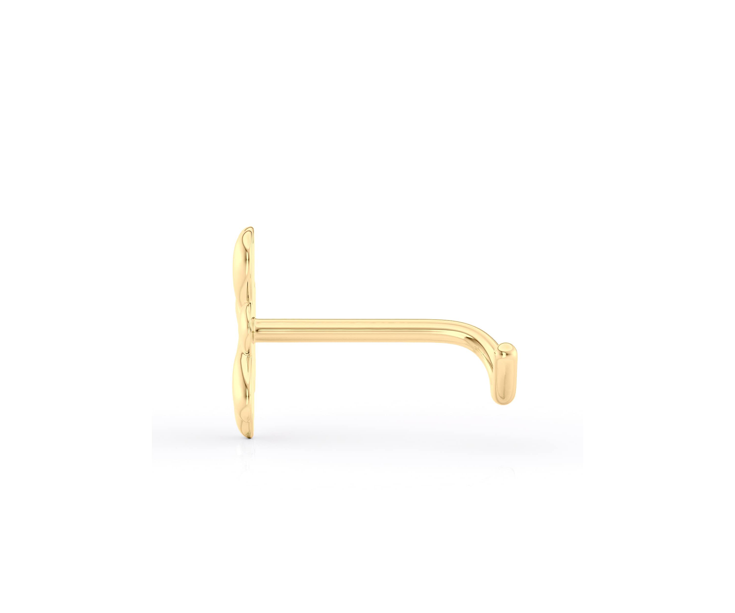 Lila Moon Curved Clover Nose Stud in 14K Gold