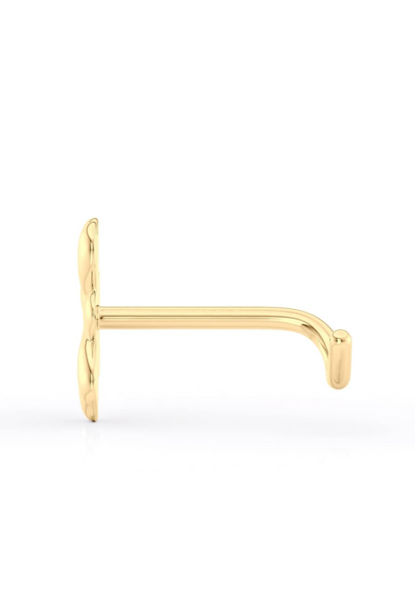 Lila Moon Curved Clover Nose Stud in 14K Gold