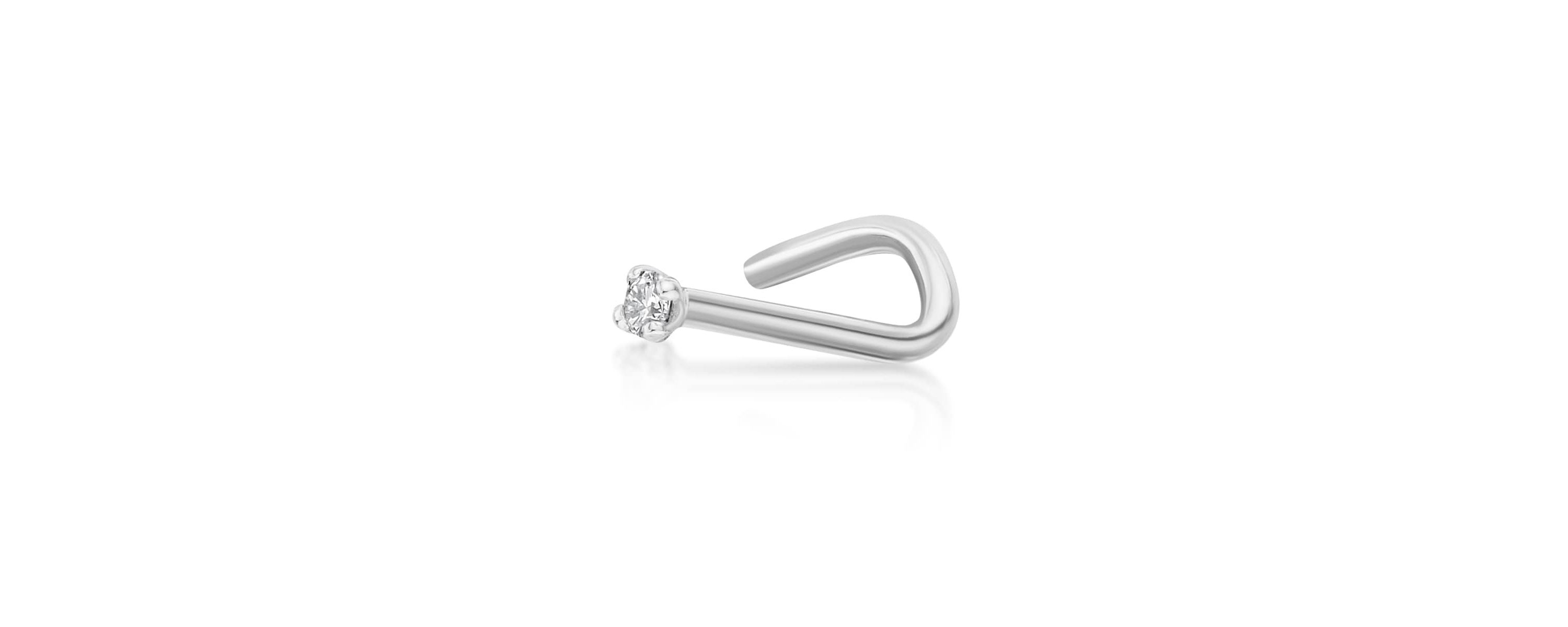 Lila Moon Diamond Accent Curved Nose Stud in 14K Gold