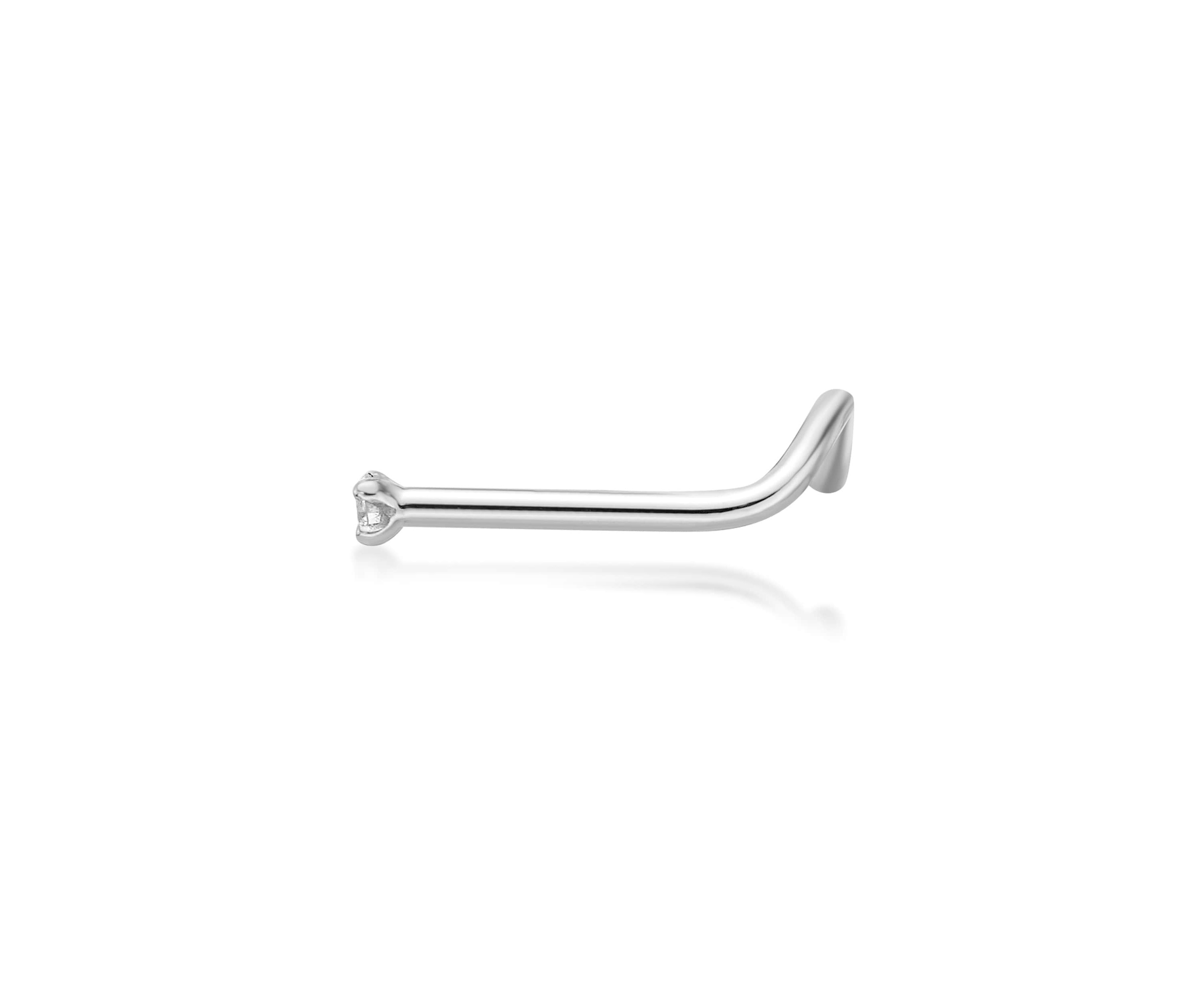 Lila Moon Diamond Accent Curved Nose Stud in 14K Gold