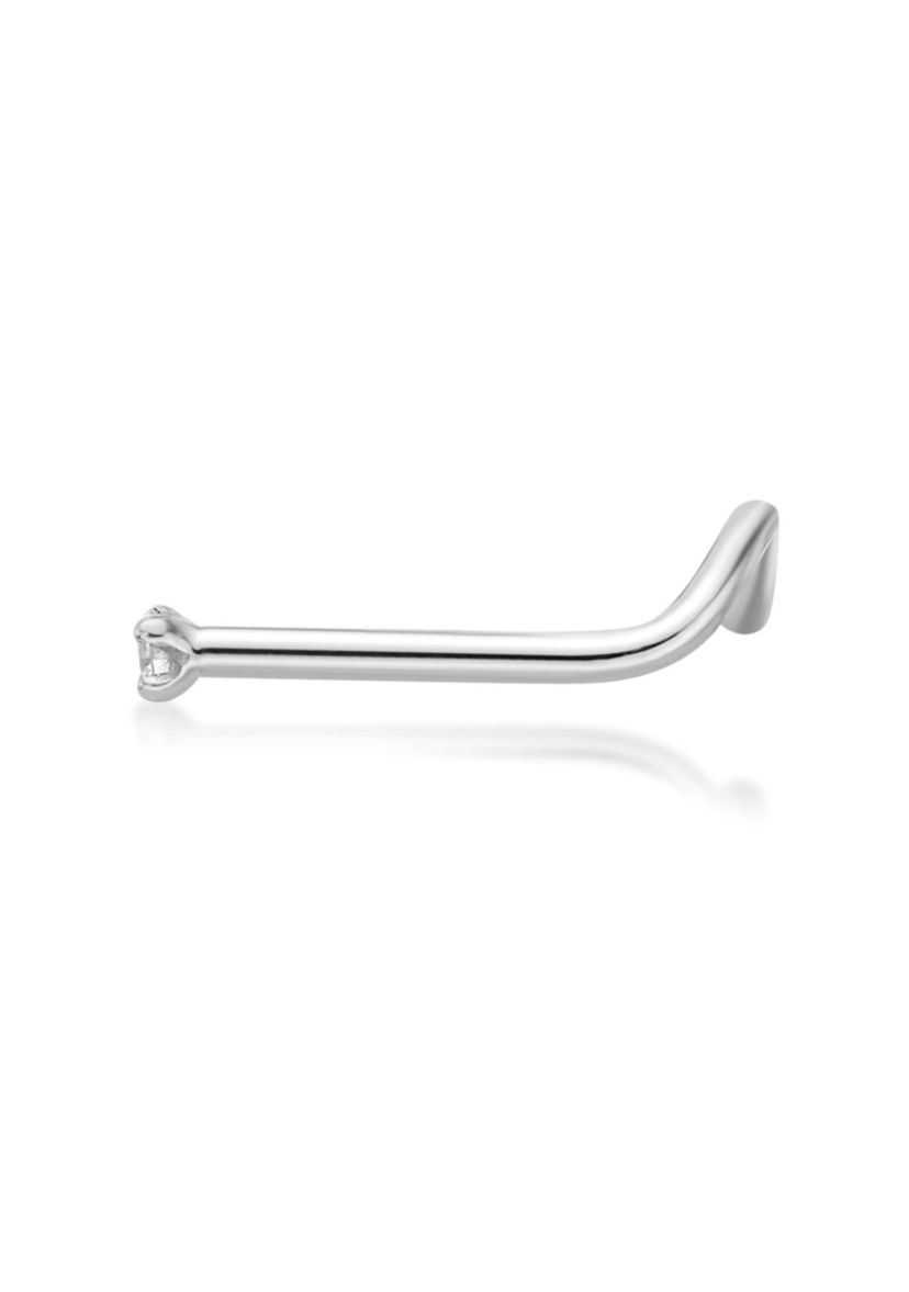 Lila Moon Diamond Accent Curved Nose Stud in 14K Gold