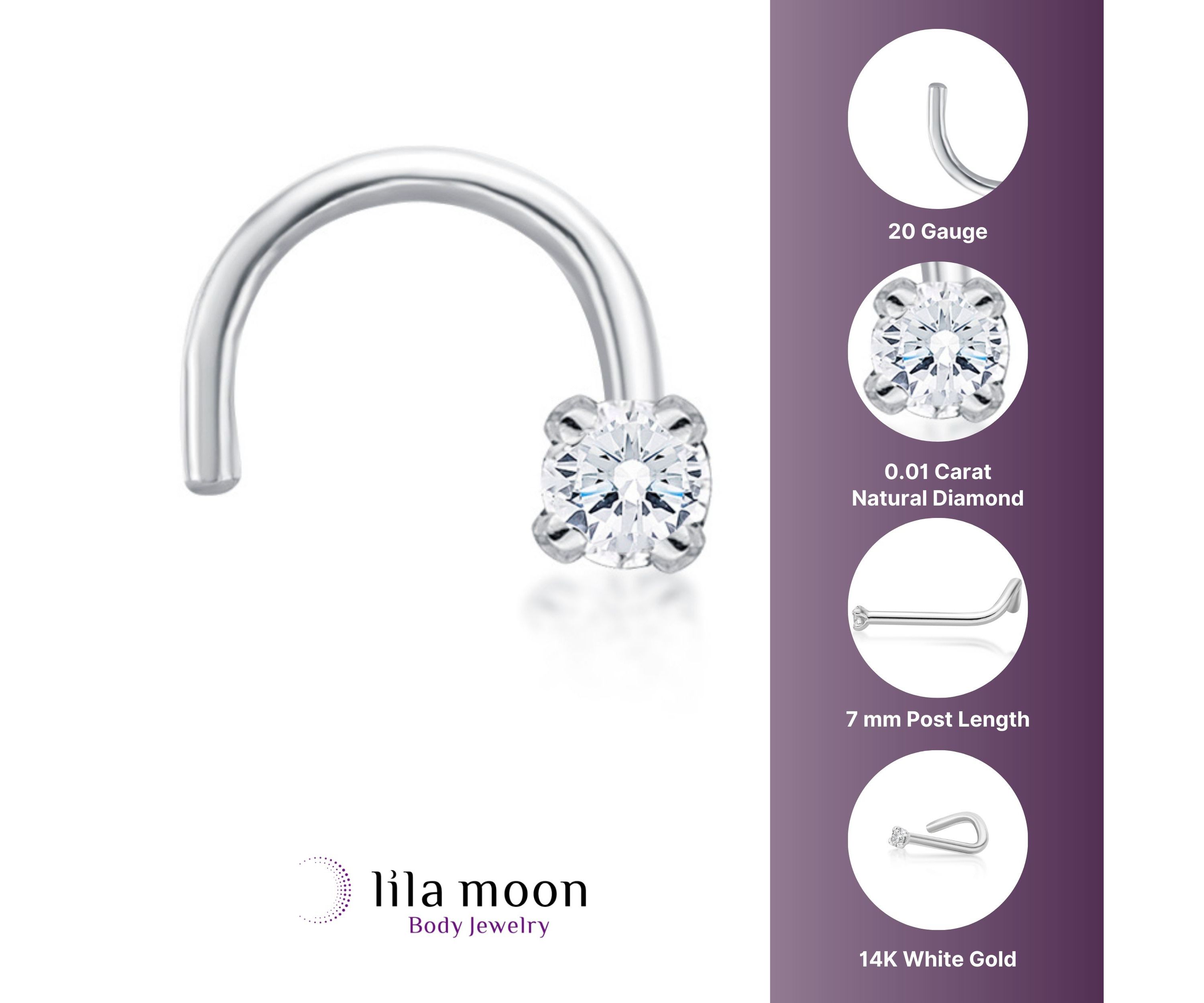 Lila Moon Diamond Accent Curved Nose Stud in 14K Gold