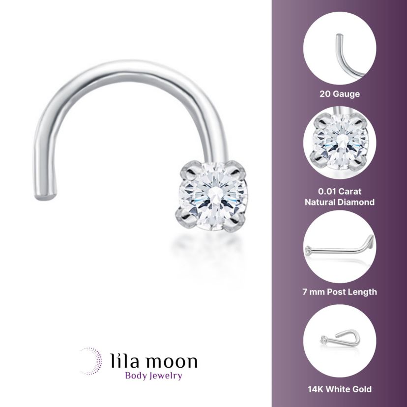 Lila Moon Diamond Accent Curved Nose Stud in 14K Gold