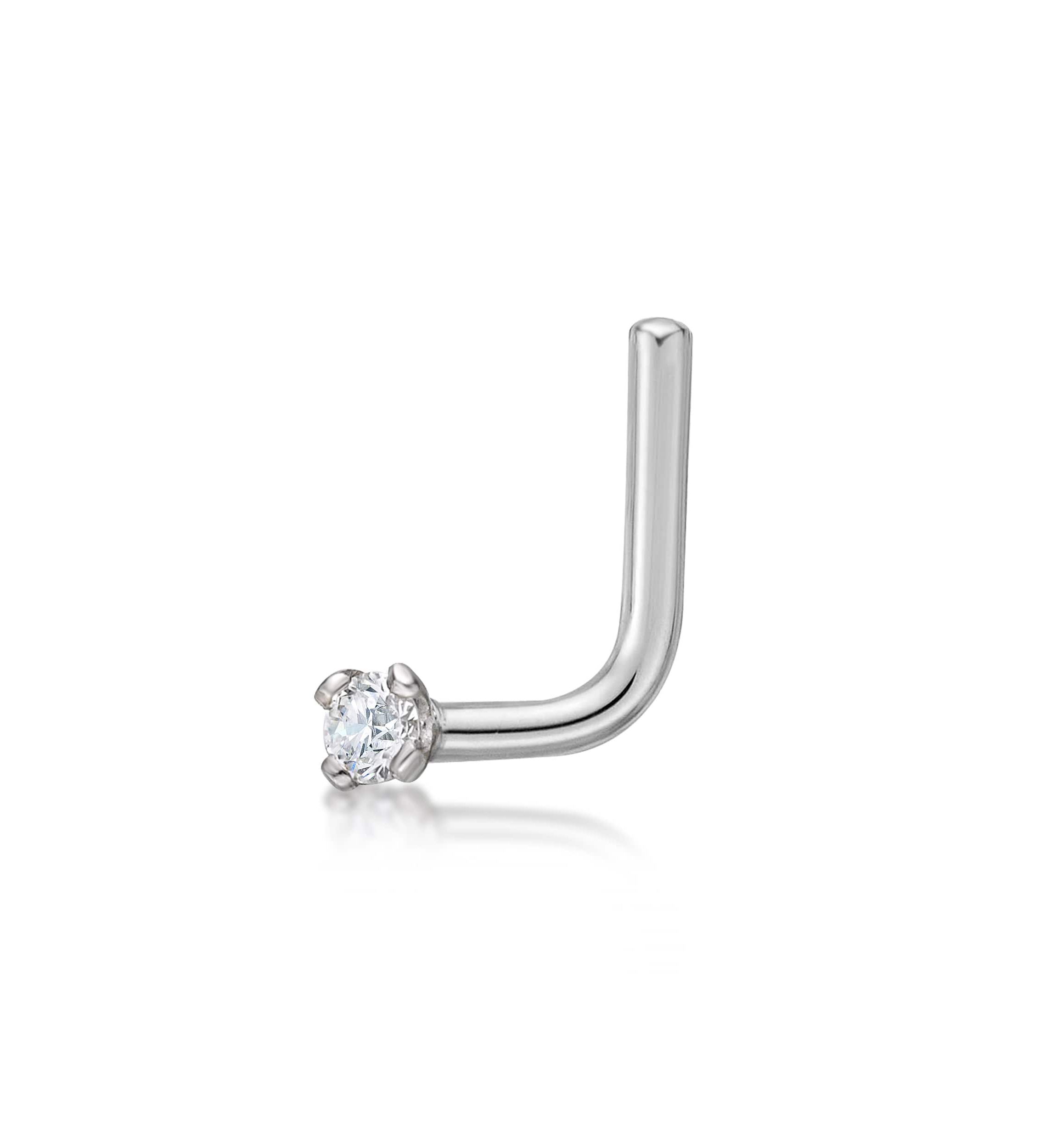 Lila Moon Diamond Accent 90 Degree Nose Stud in 14K Gold