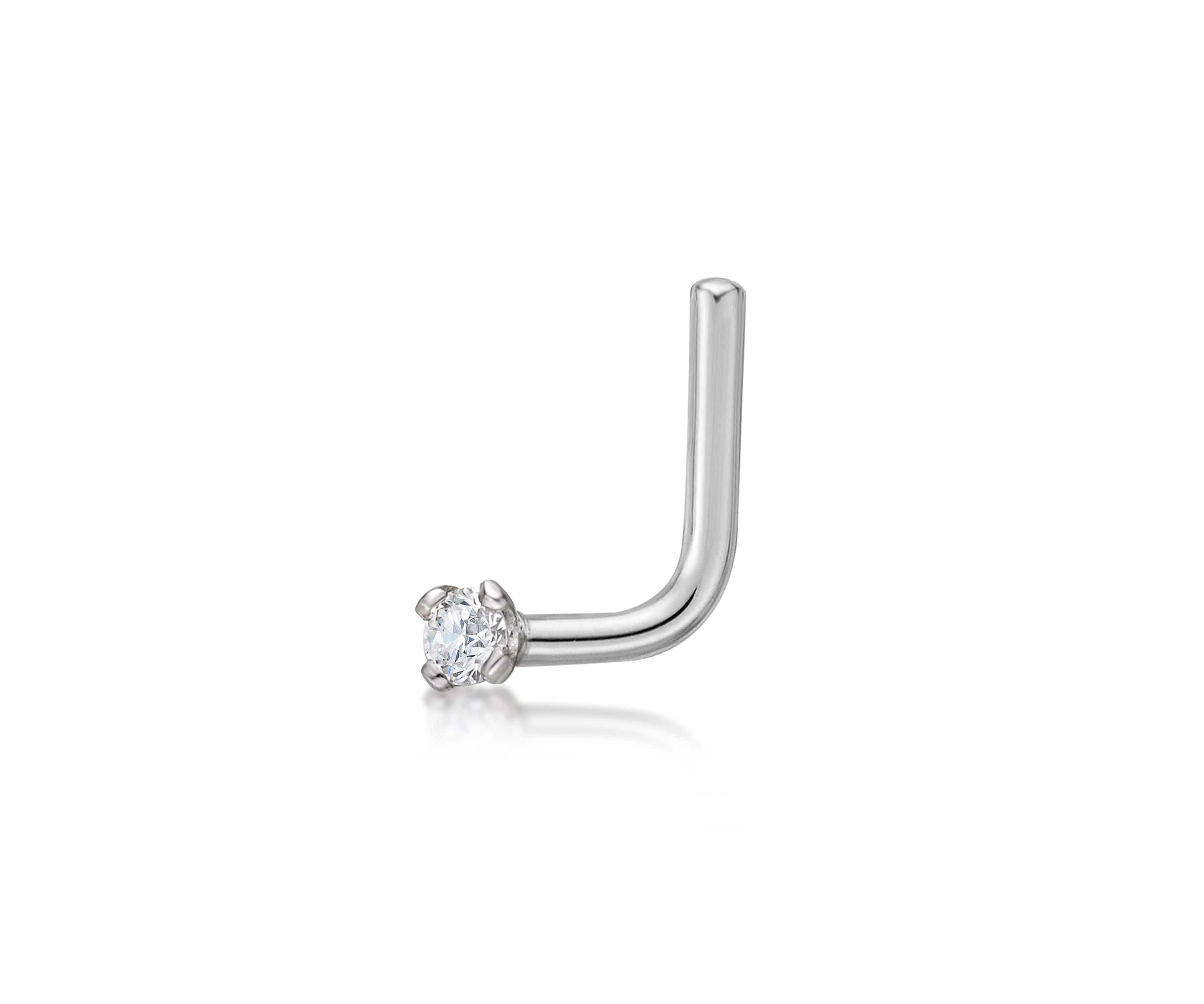 Lila Moon Diamond Accent 90 Degree Nose Stud in 14K Gold