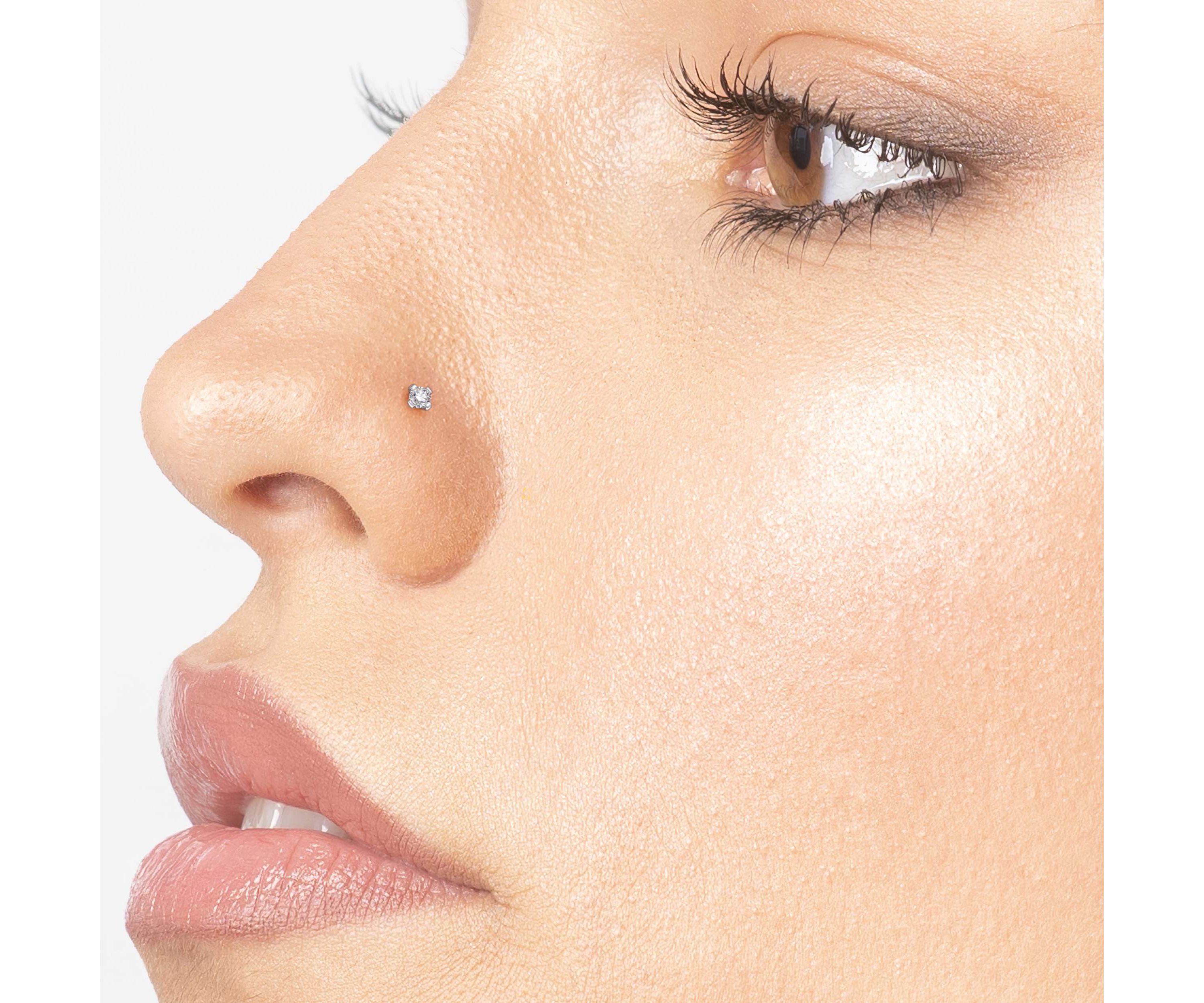 Lila Moon Diamond Accent 90 Degree Nose Stud in 14K Gold