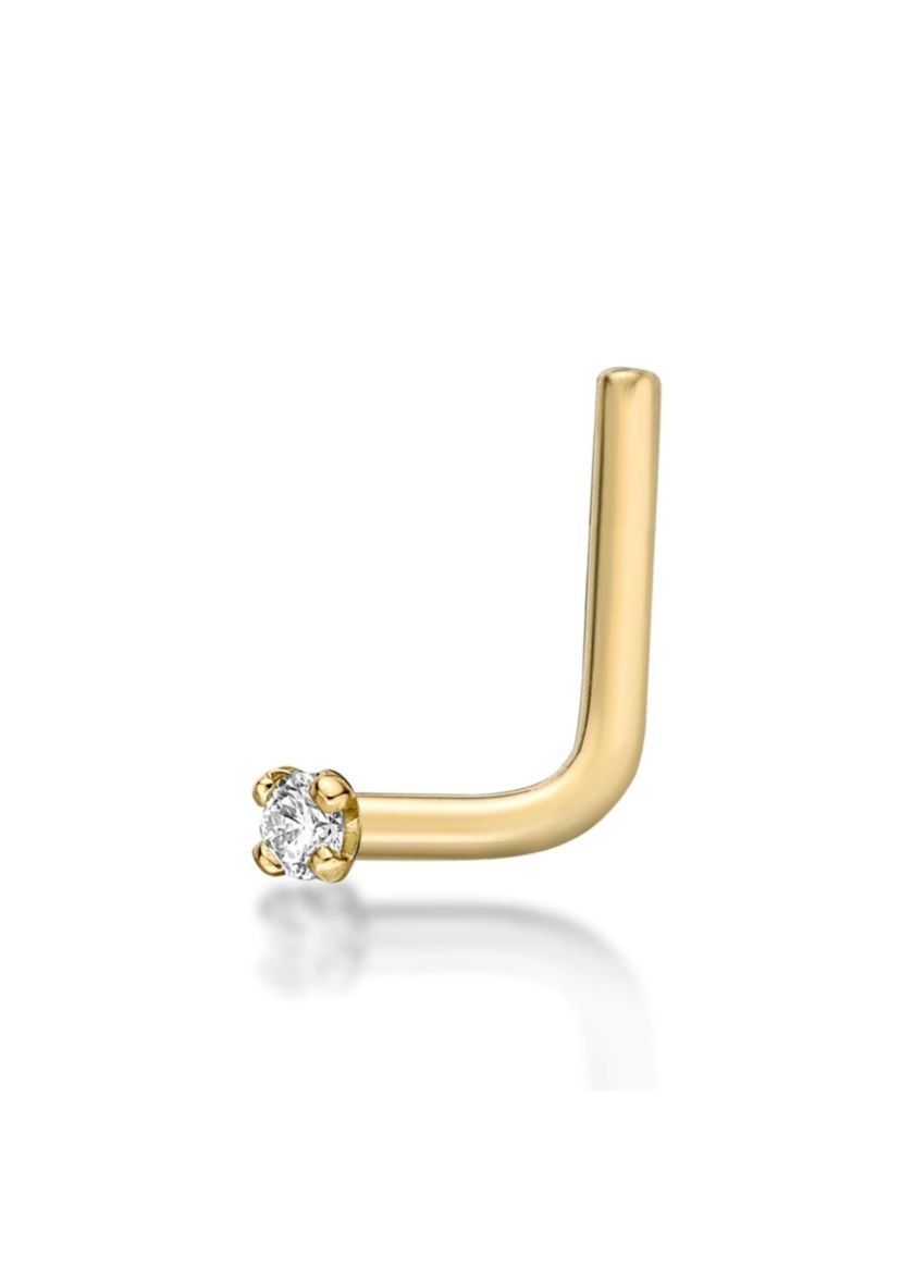 Lila Moon Diamond Accent L-Shape Nose Stud in 14K Gold