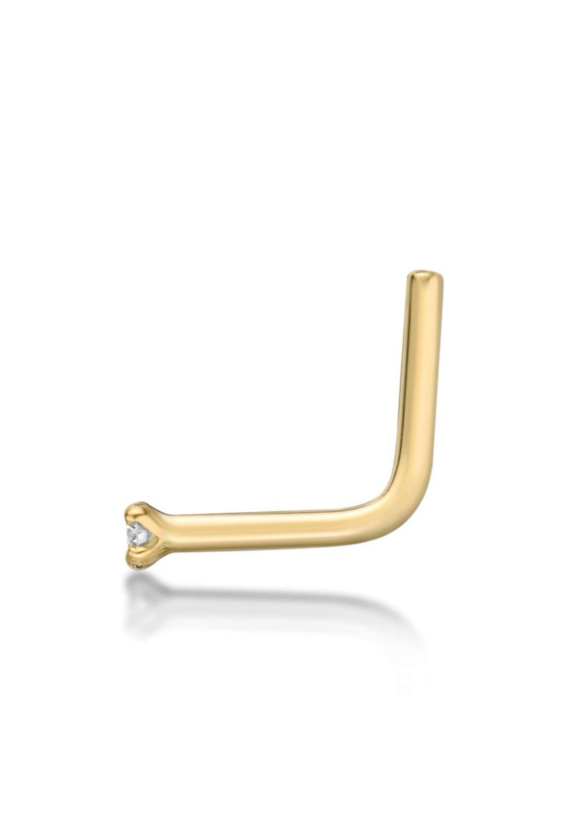 Lila Moon Diamond Accent L-Shape Nose Stud in 14K Gold