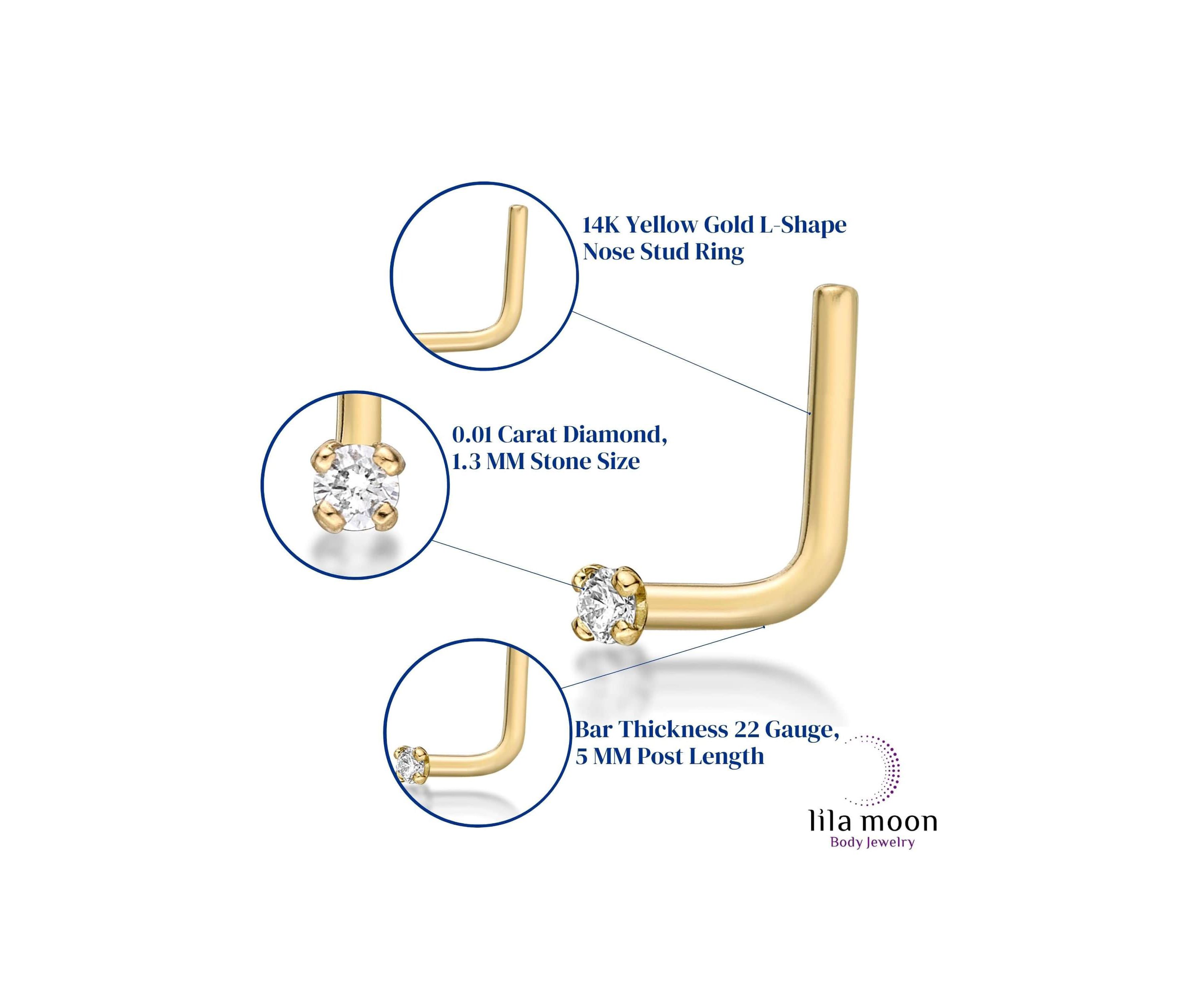 Lila Moon Diamond Accent L-Shape Nose Stud in 14K Gold