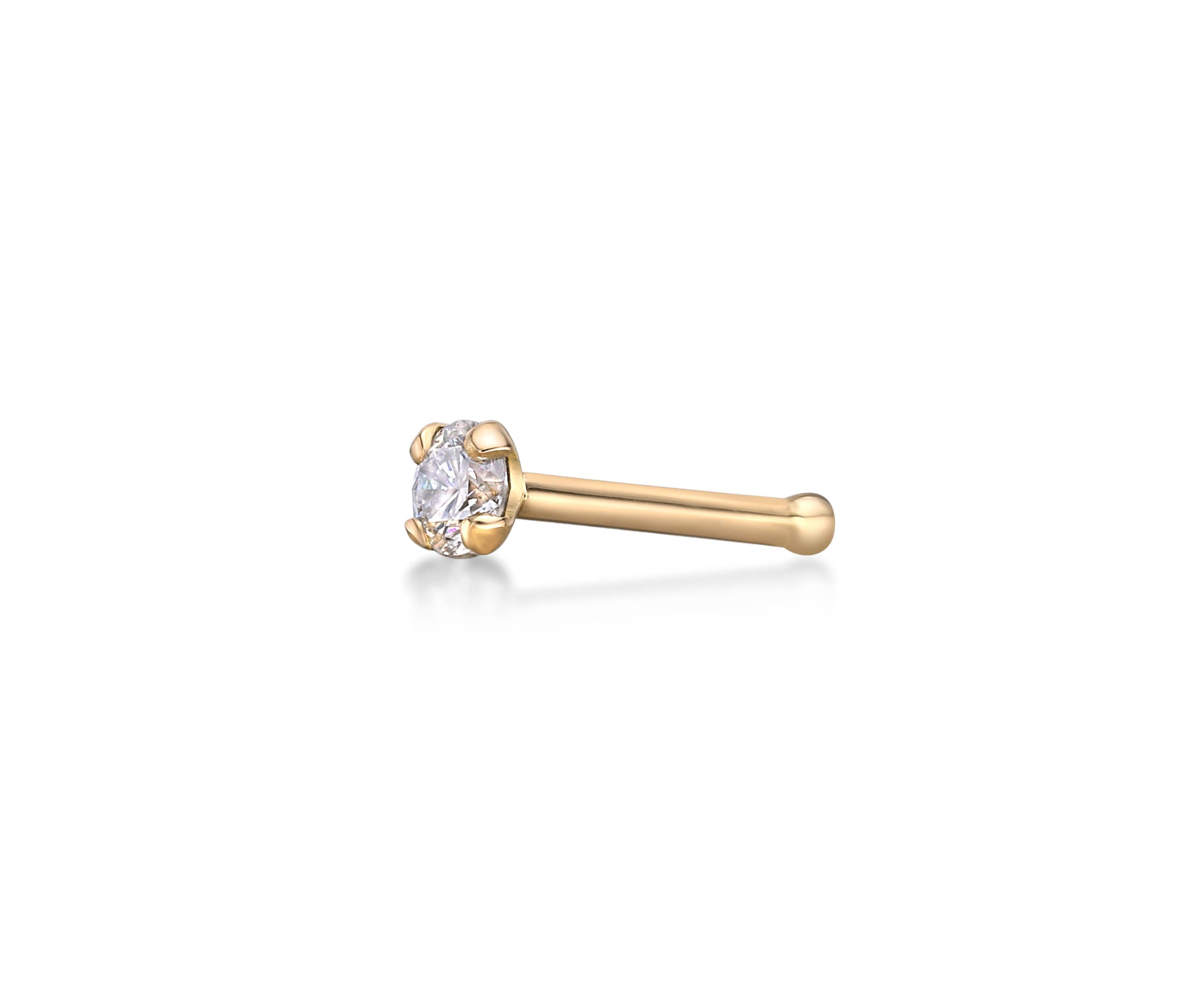 Lila Moon Diamond Accent Nose Stud in 14K Gold