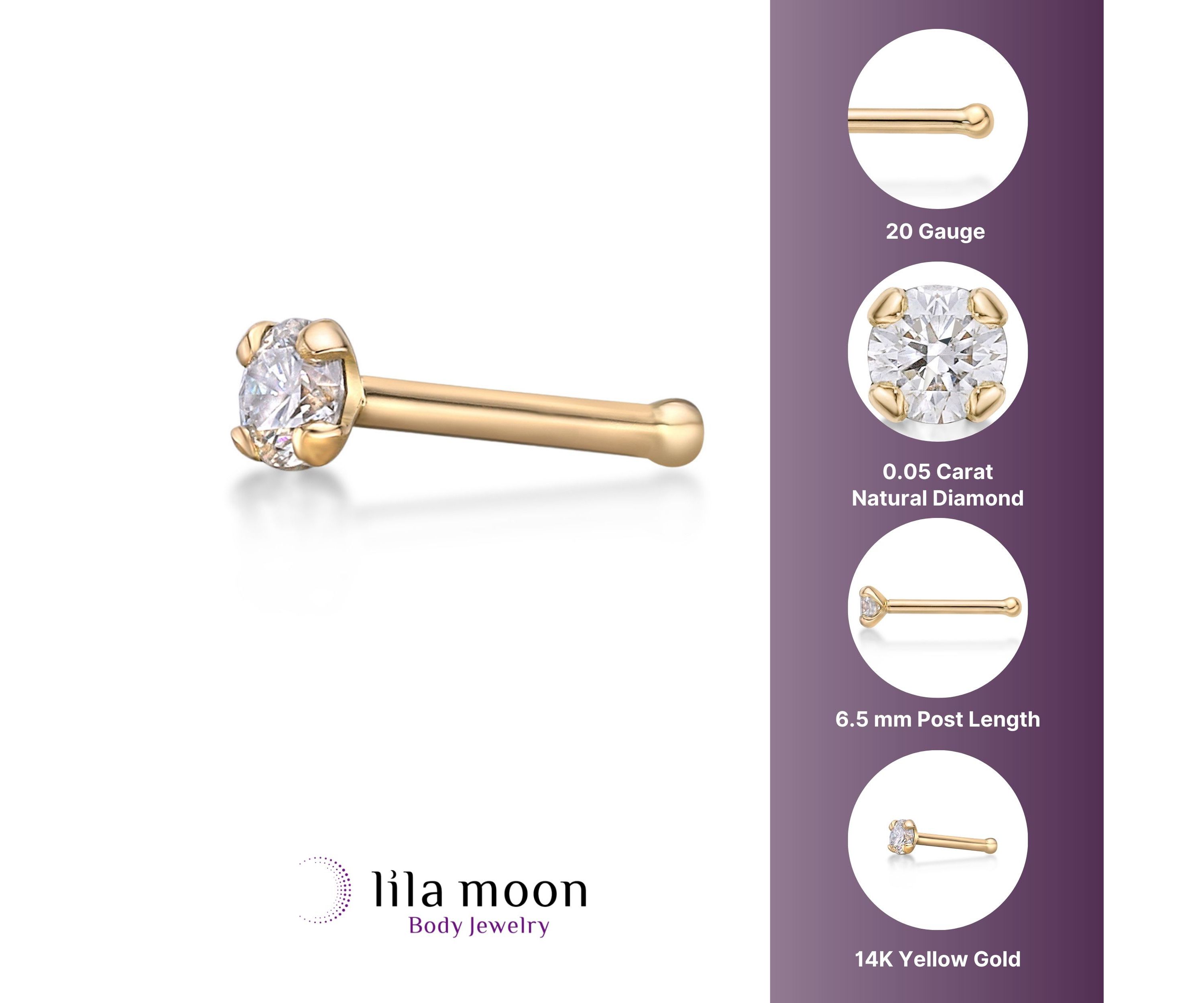 Lila Moon Diamond Accent Nose Stud in 14K Gold