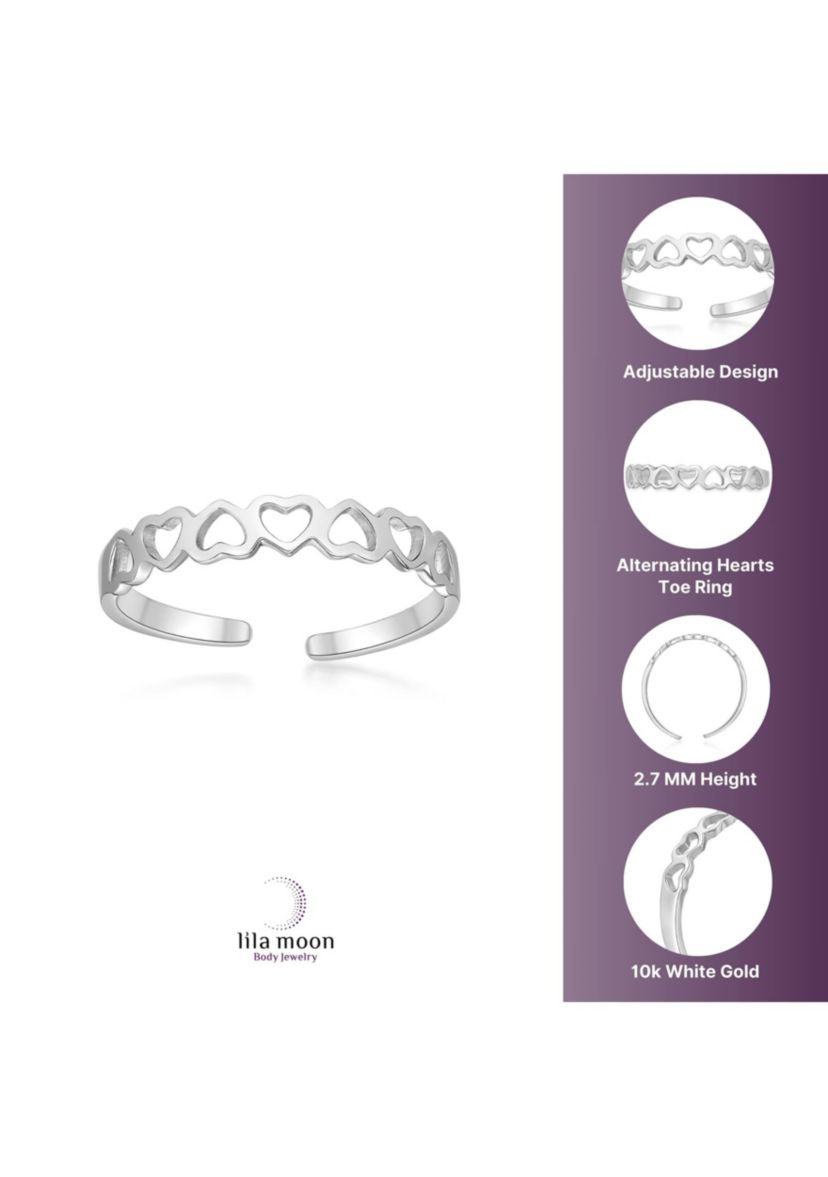 Lila Moon Open Hearts Adjustable Toe Ring in 10K Gold