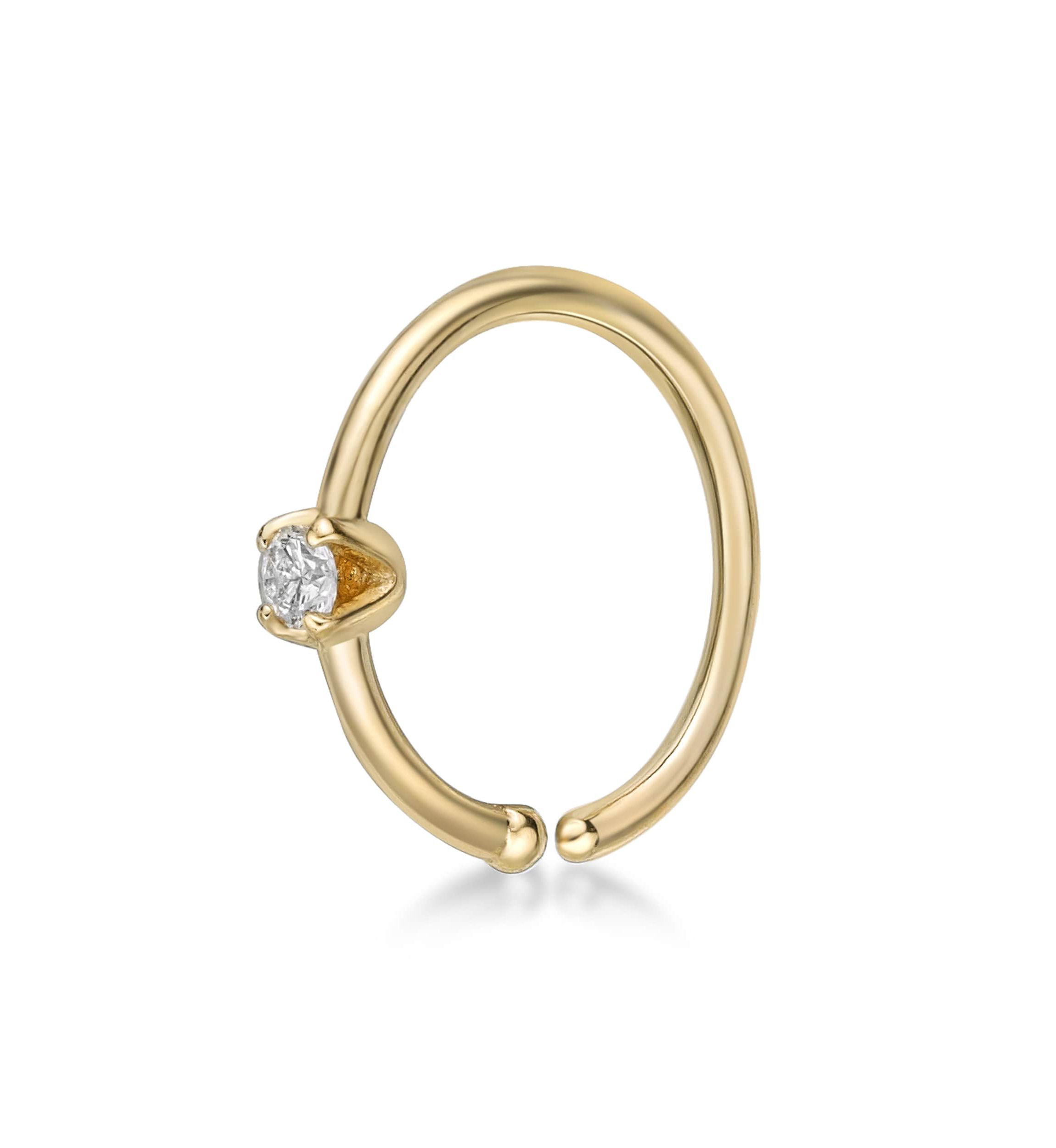 Lila Moon Diamond Accent Hoop Nose Ring in 14k Gold