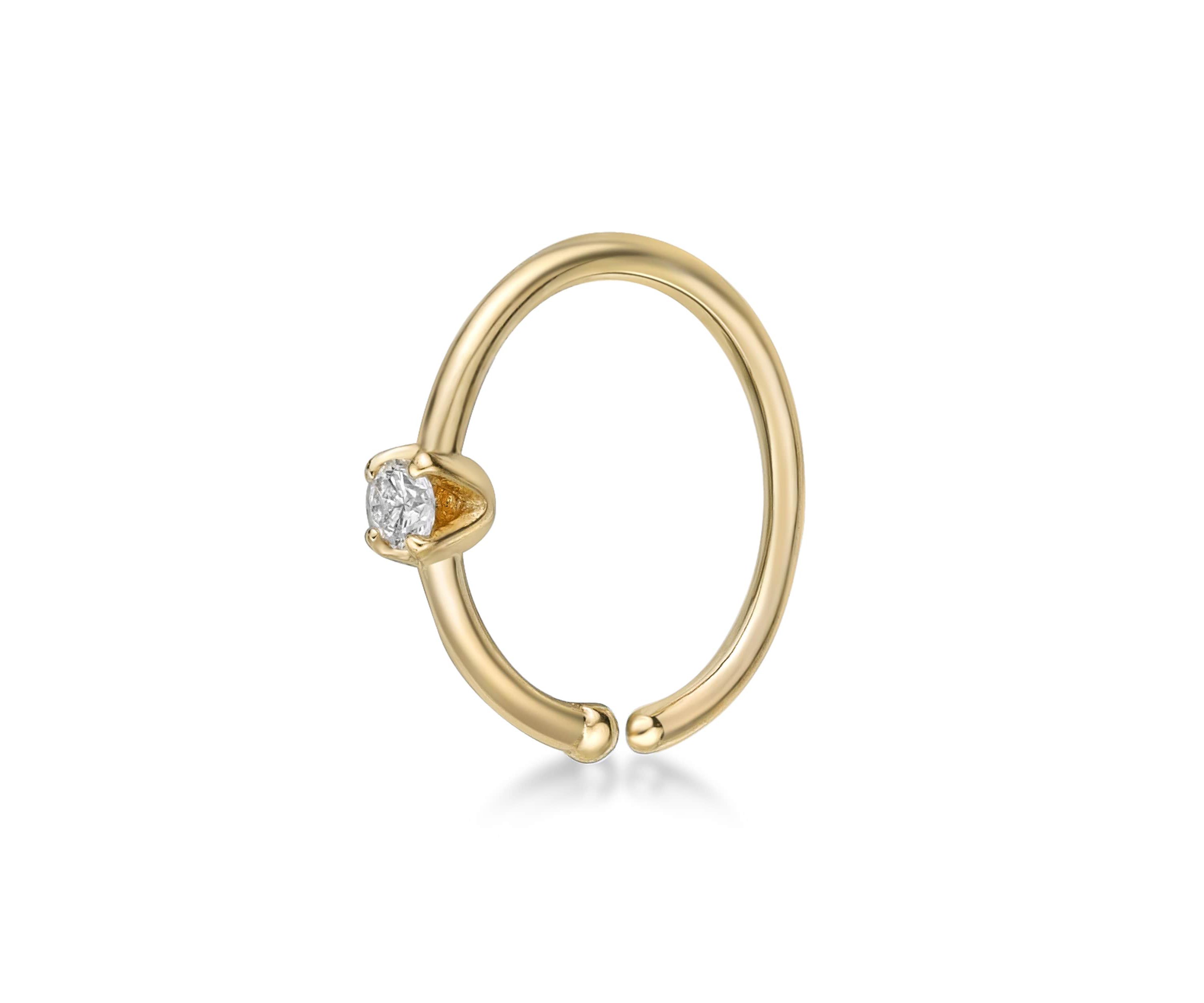 Lila Moon Diamond Accent Hoop Nose Ring in 14k Gold