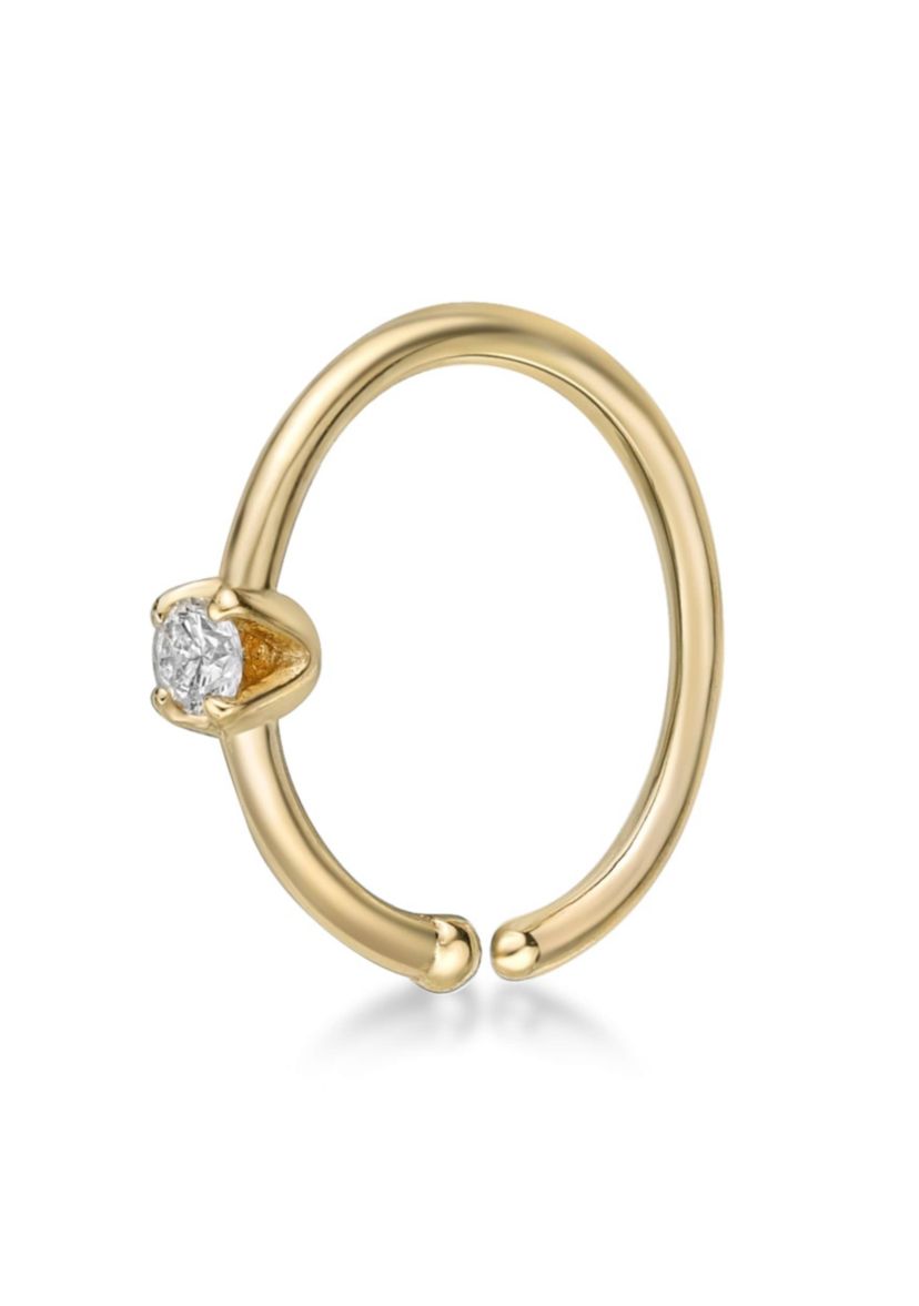 Lila Moon Diamond Accent Hoop Nose Ring in 14k Gold