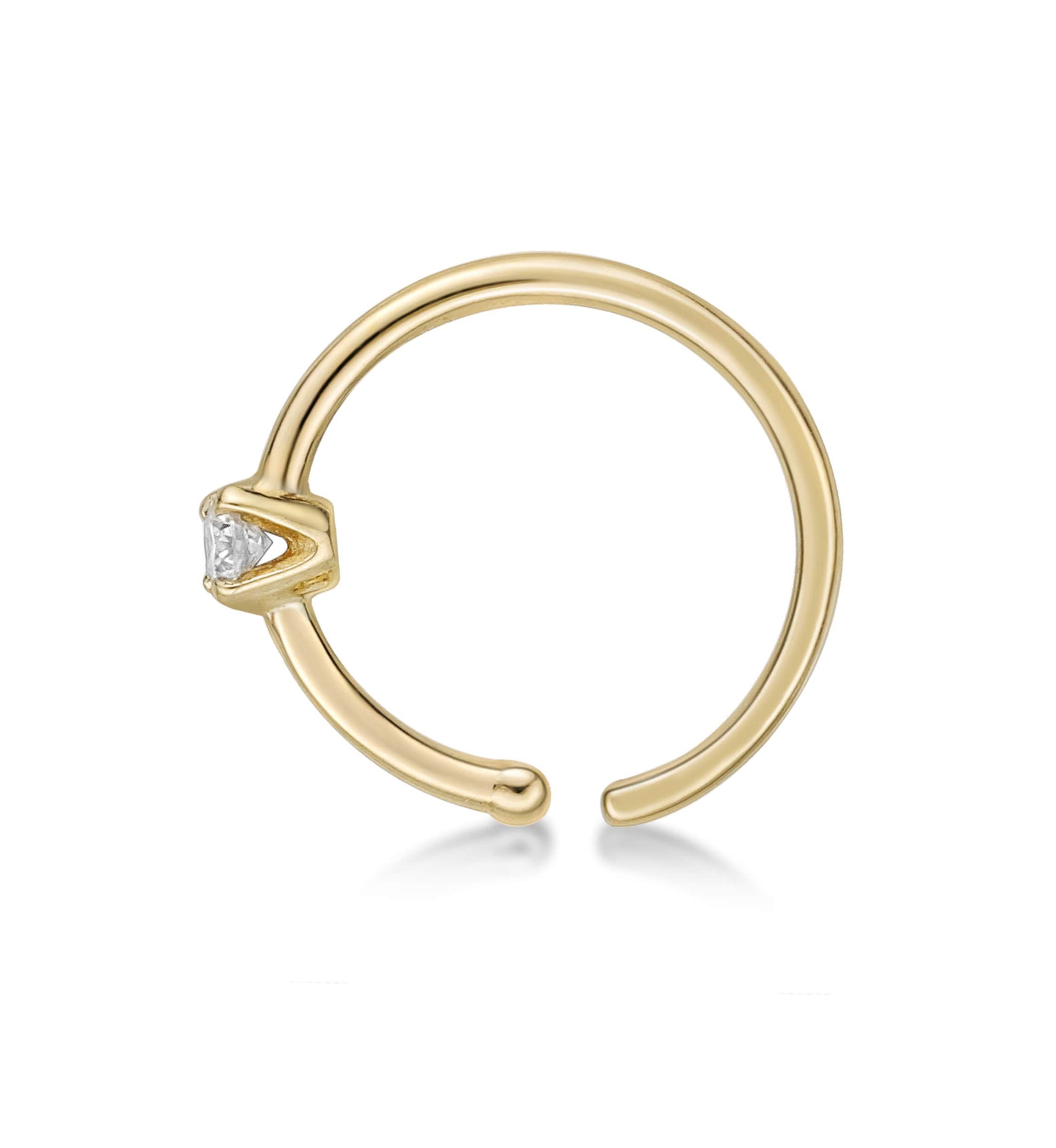 Lila Moon Diamond Accent Hoop Nose Ring in 14k Gold