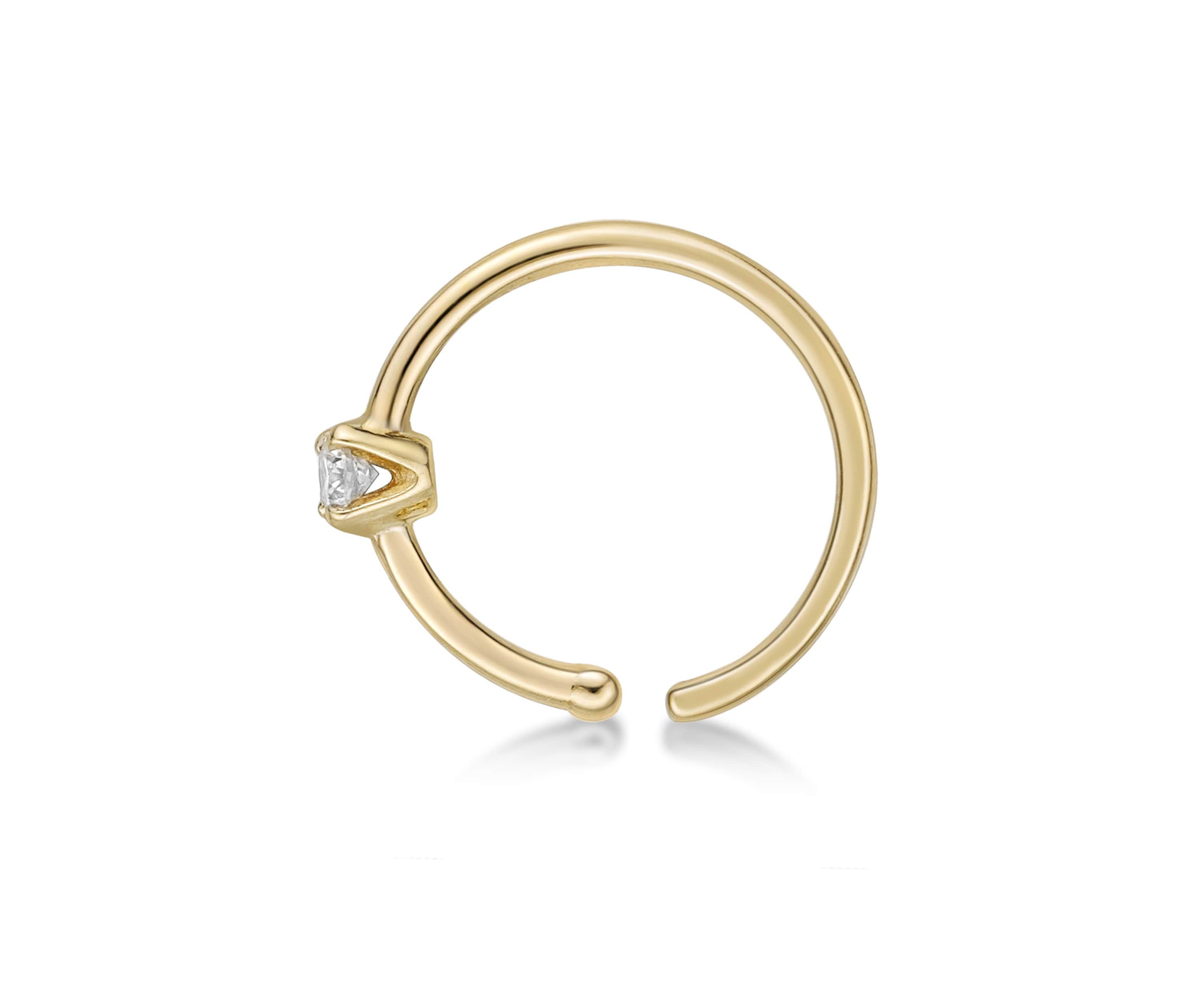 Lila Moon Diamond Accent Hoop Nose Ring in 14k Gold