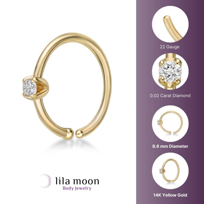 Lila Moon Diamond Accent Hoop Nose Ring in 14k Gold