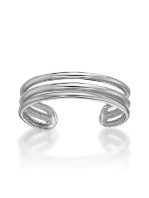 Lila Moon Triple Band Adjustable Toe Ring in 10K Gold, White