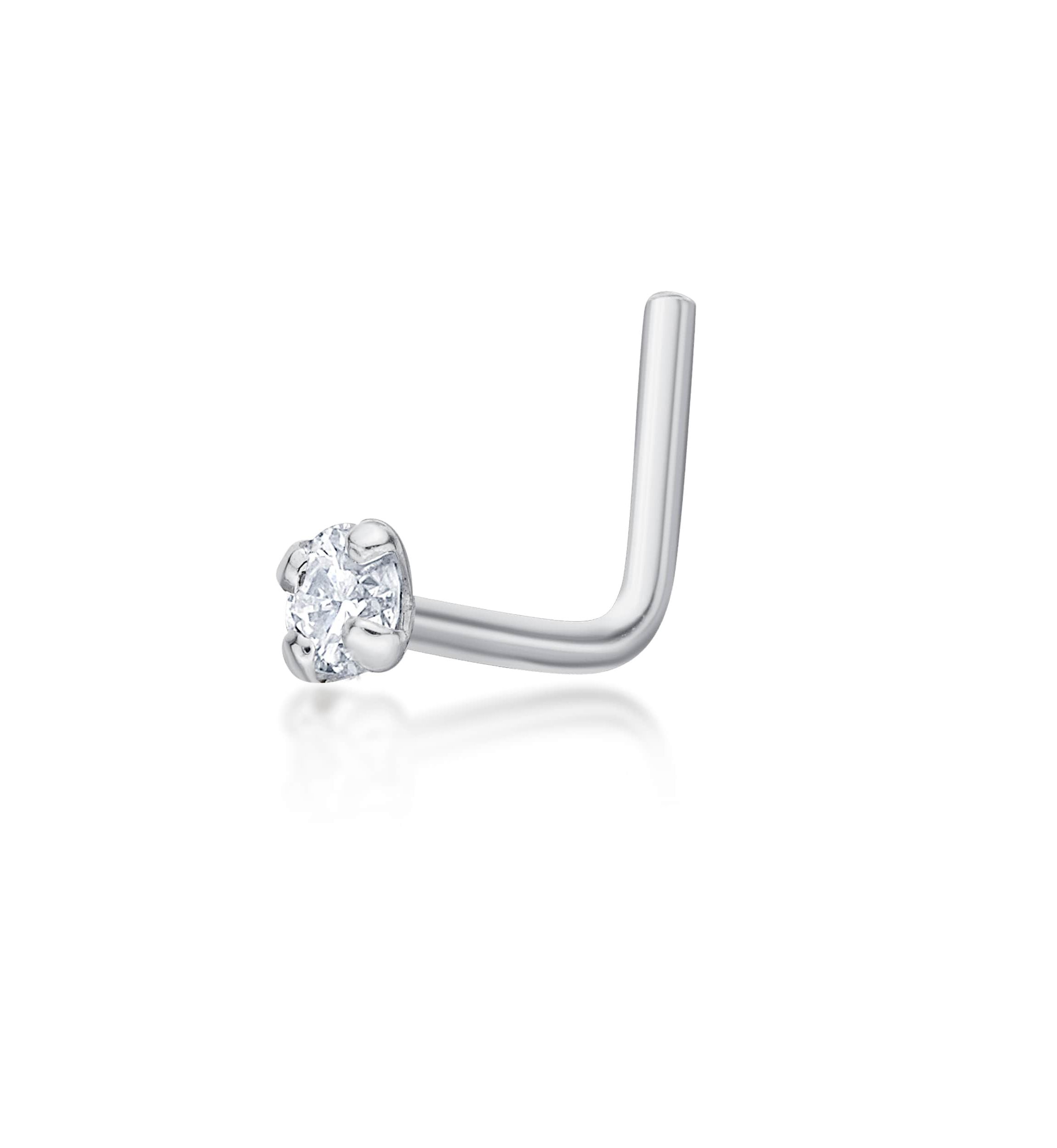 Lila Moon Diamond Accent L-Shape Nose Stud in 14K Gold
