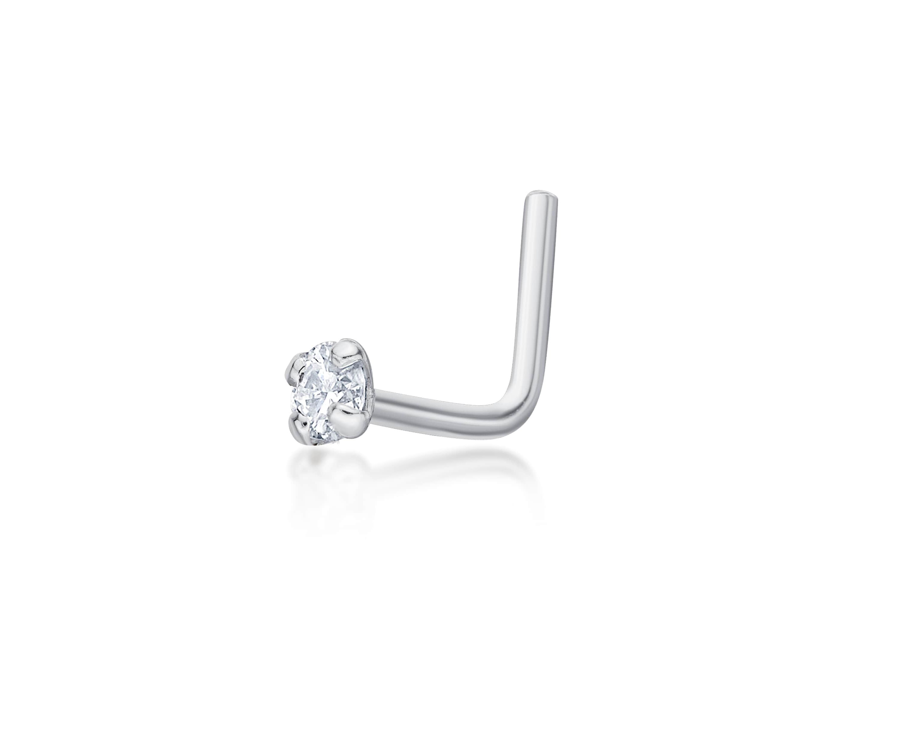 Lila Moon Diamond Accent L-Shape Nose Stud in 14K Gold