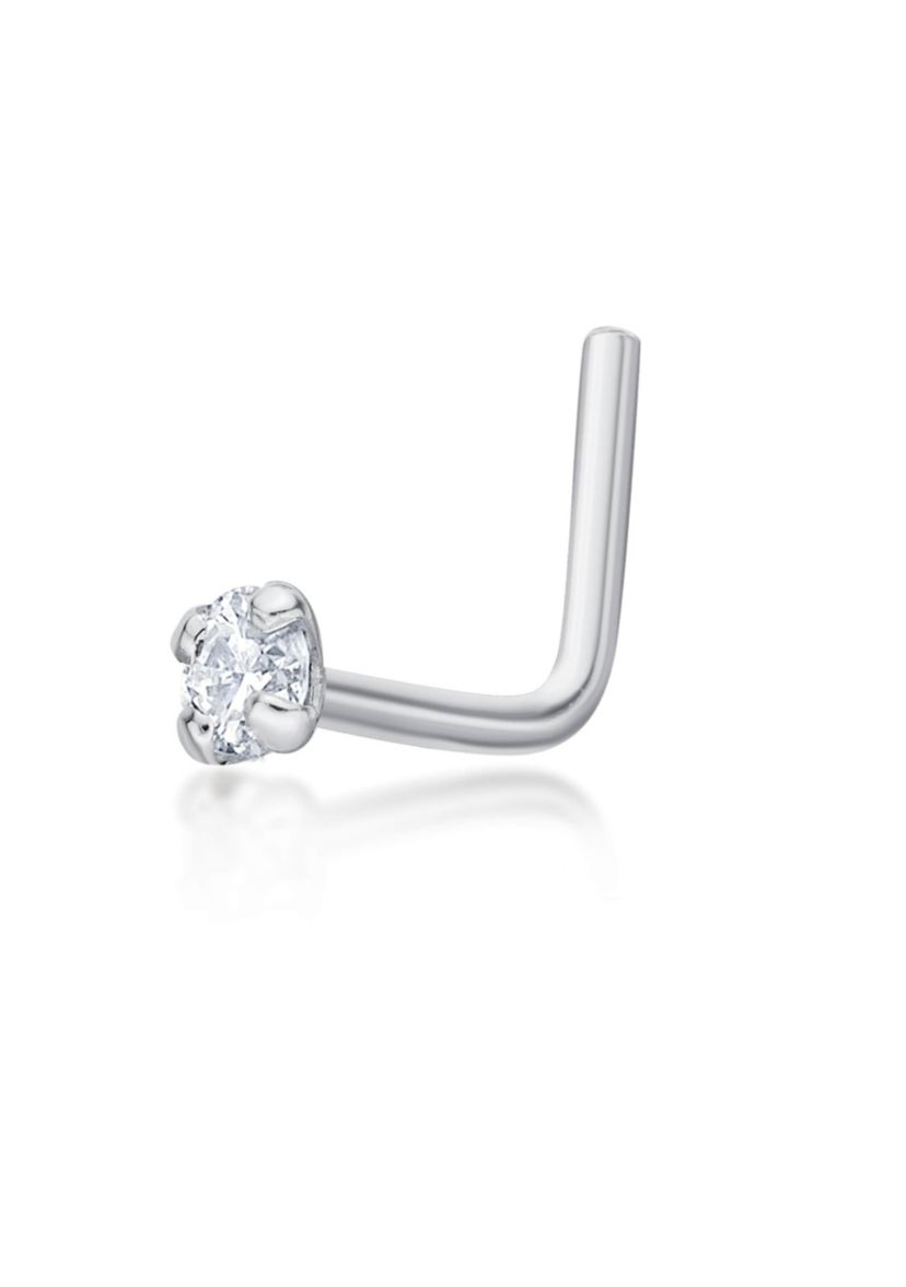 Lila Moon Diamond Accent L-Shape Nose Stud in 14K Gold