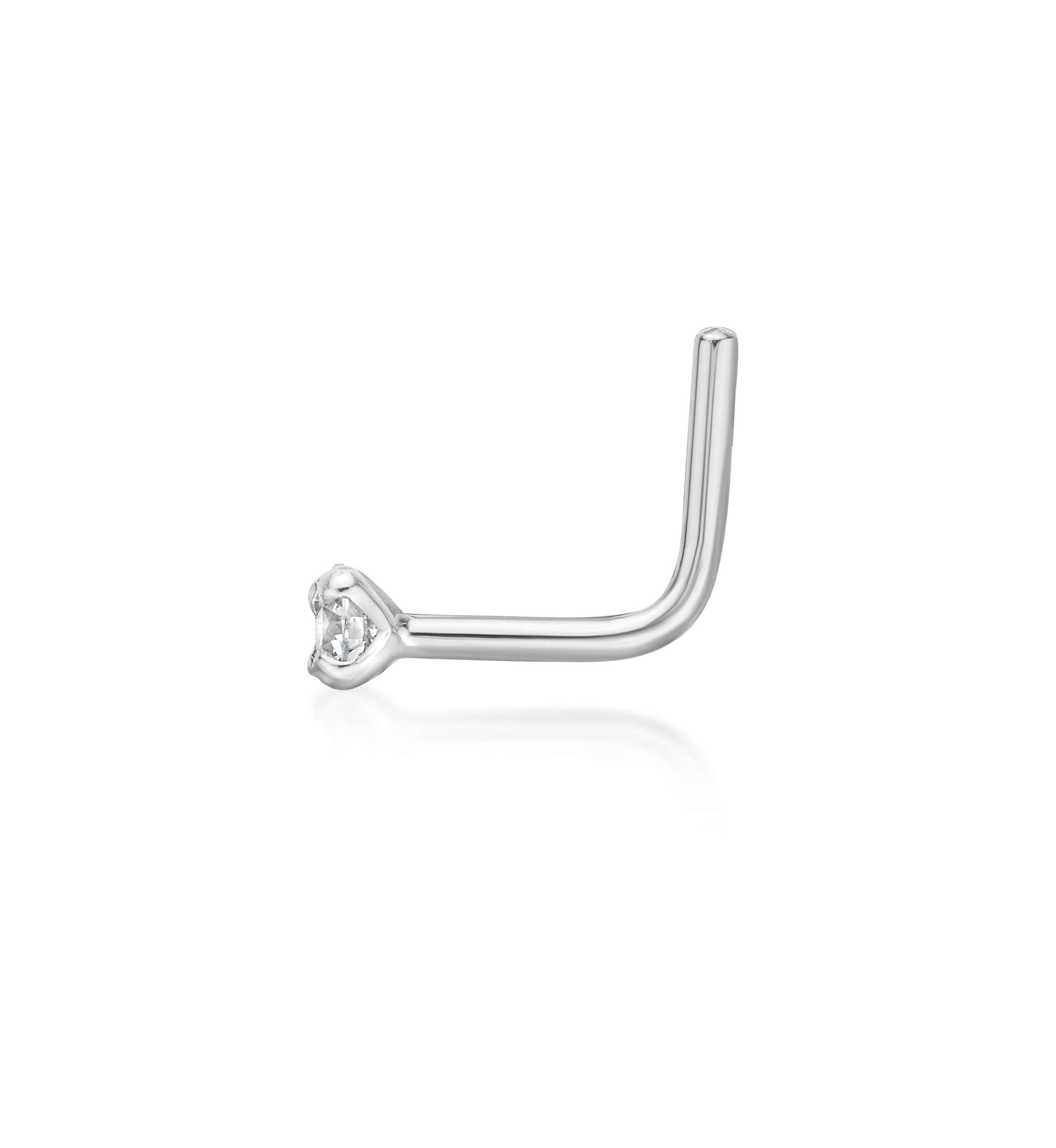 Lila Moon Diamond Accent L-Shape Nose Stud in 14K Gold