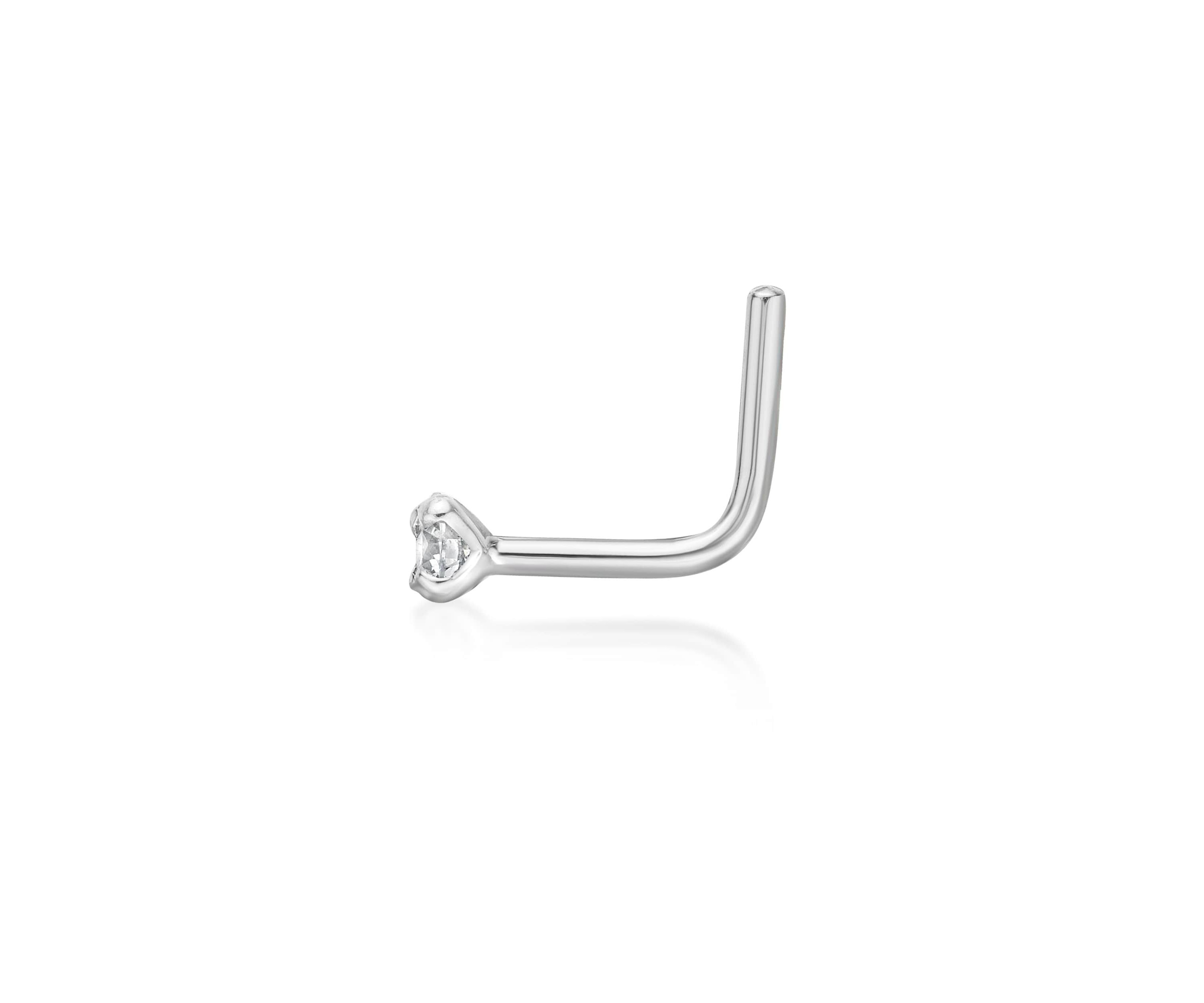 Lila Moon Diamond Accent L-Shape Nose Stud in 14K Gold