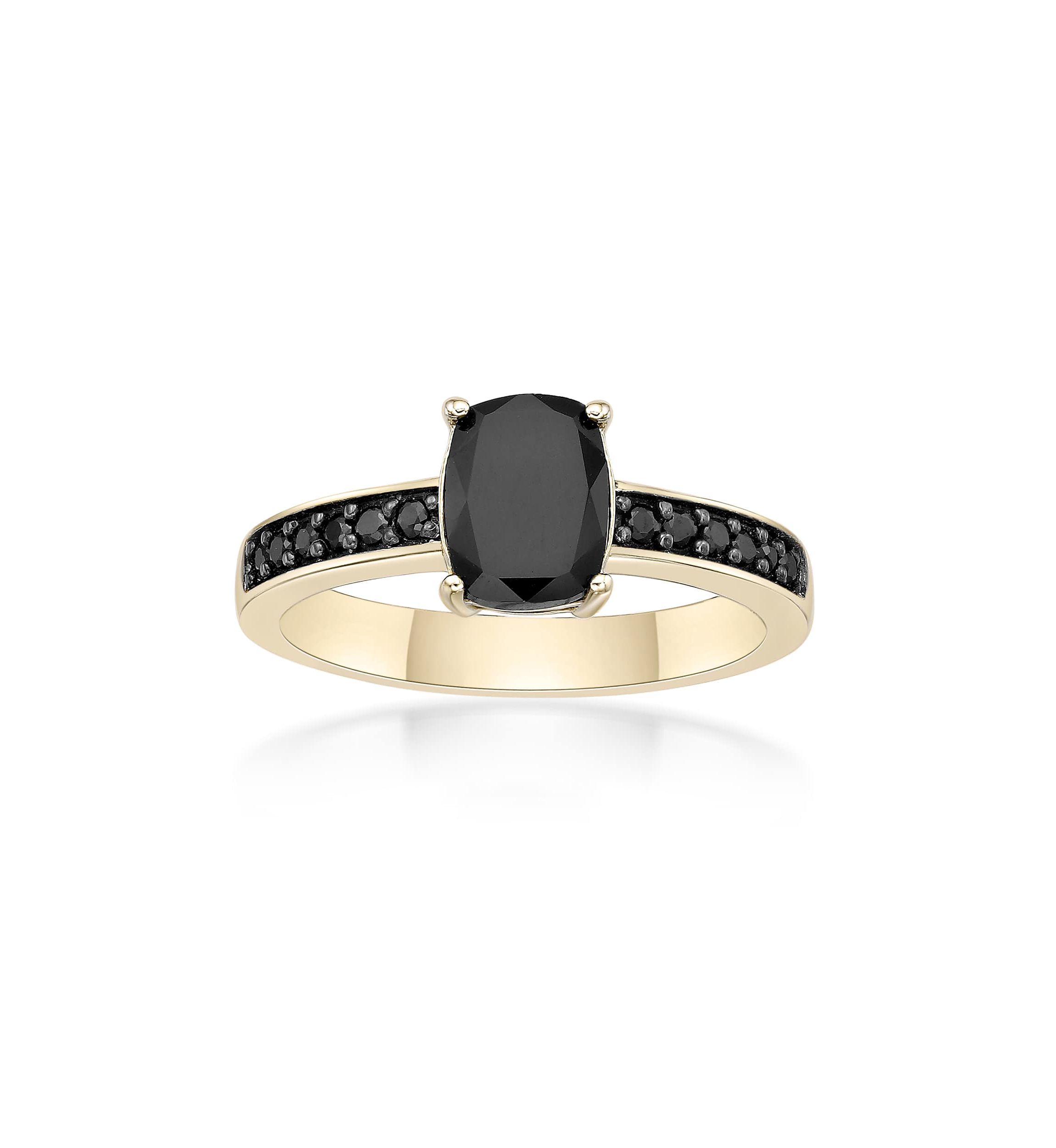1 1/3 ct. t.w. Black Onyx and 1/5 ct. t.w. Black Spinel Ring in 2 Micron Gold Plated Sterling Silver