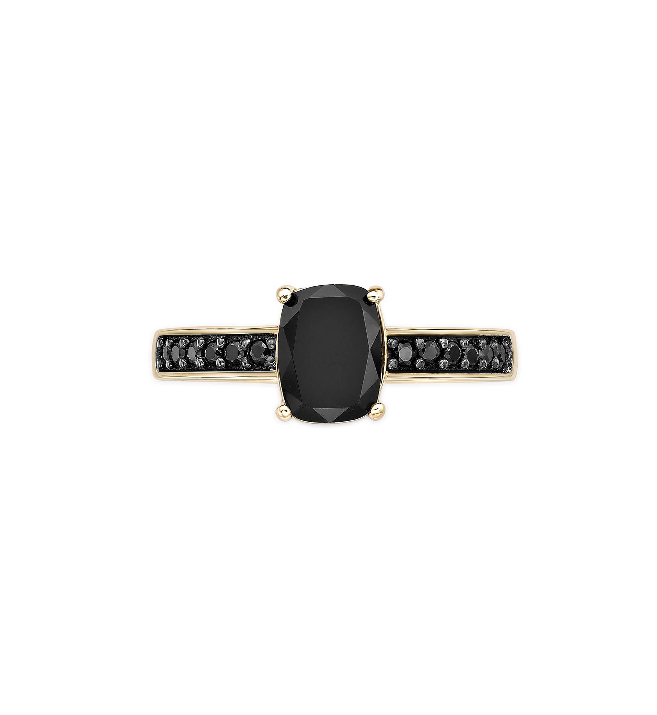1 1/3 ct. t.w. Black Onyx and 1/5 ct. t.w. Black Spinel Ring in 2 Micron Gold Plated Sterling Silver