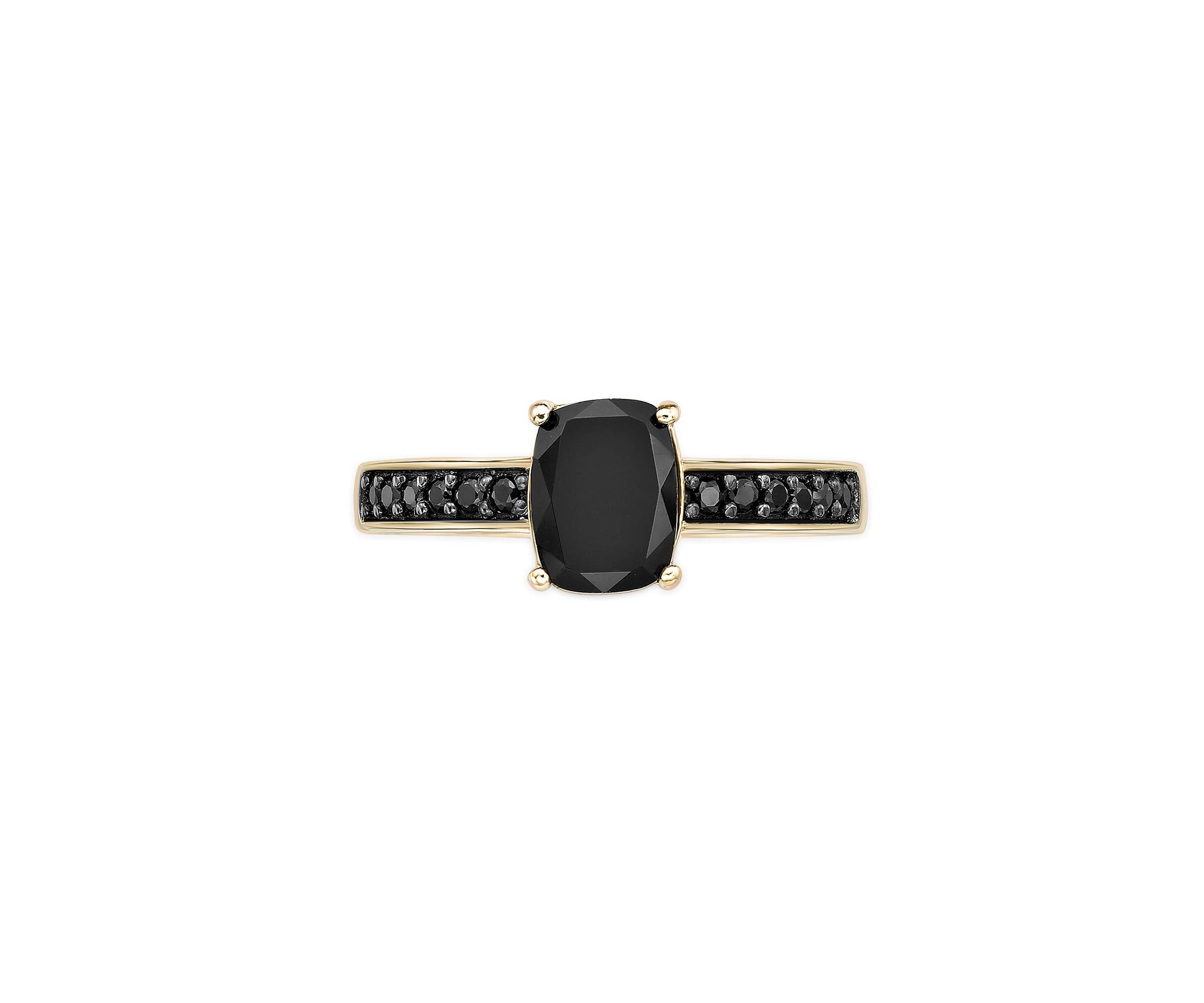 1 1/3 ct. t.w. Black Onyx and 1/5 ct. t.w. Black Spinel Ring in 2 Micron Gold Plated Sterling Silver